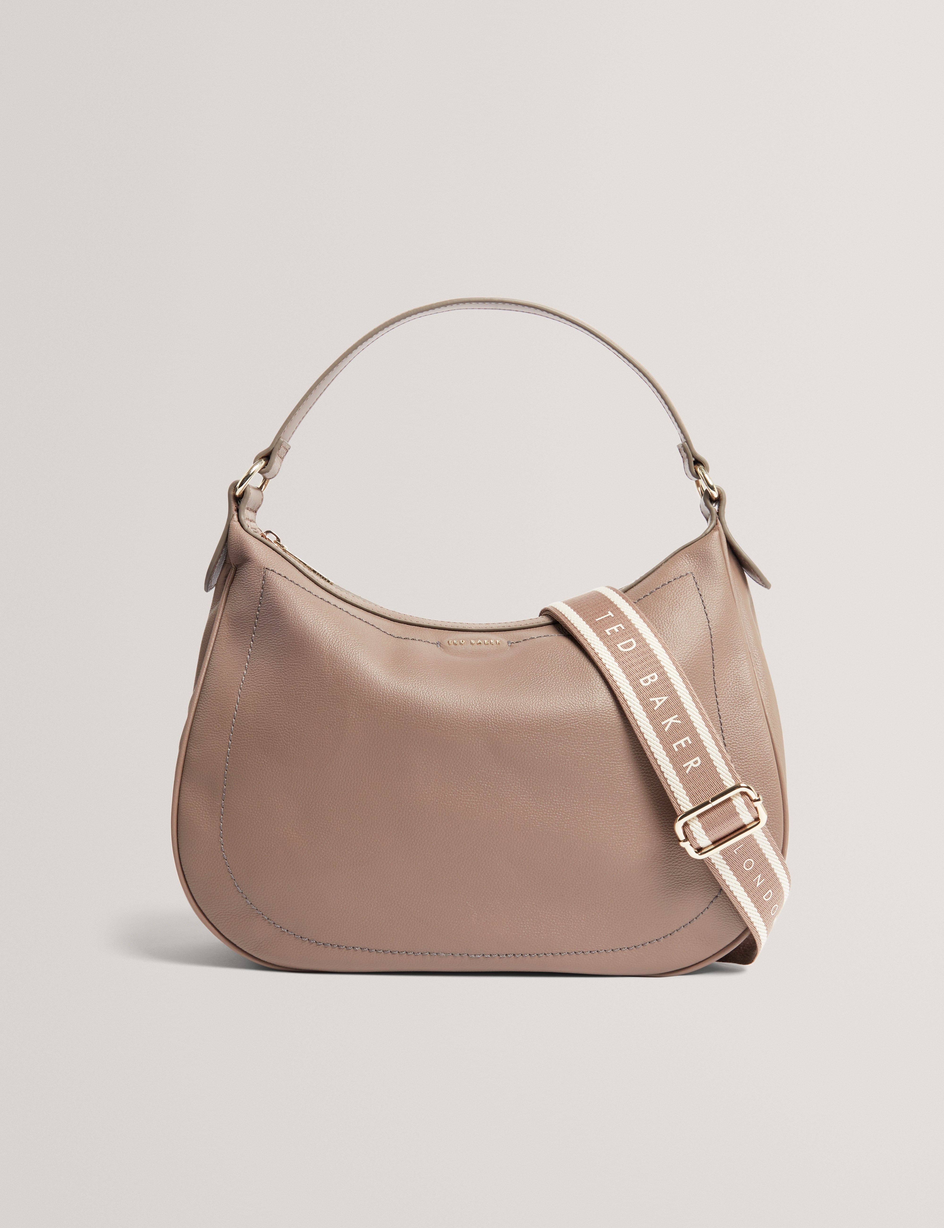 hobo Lyshia Webbing Large Leather Hobo Bag Taupe