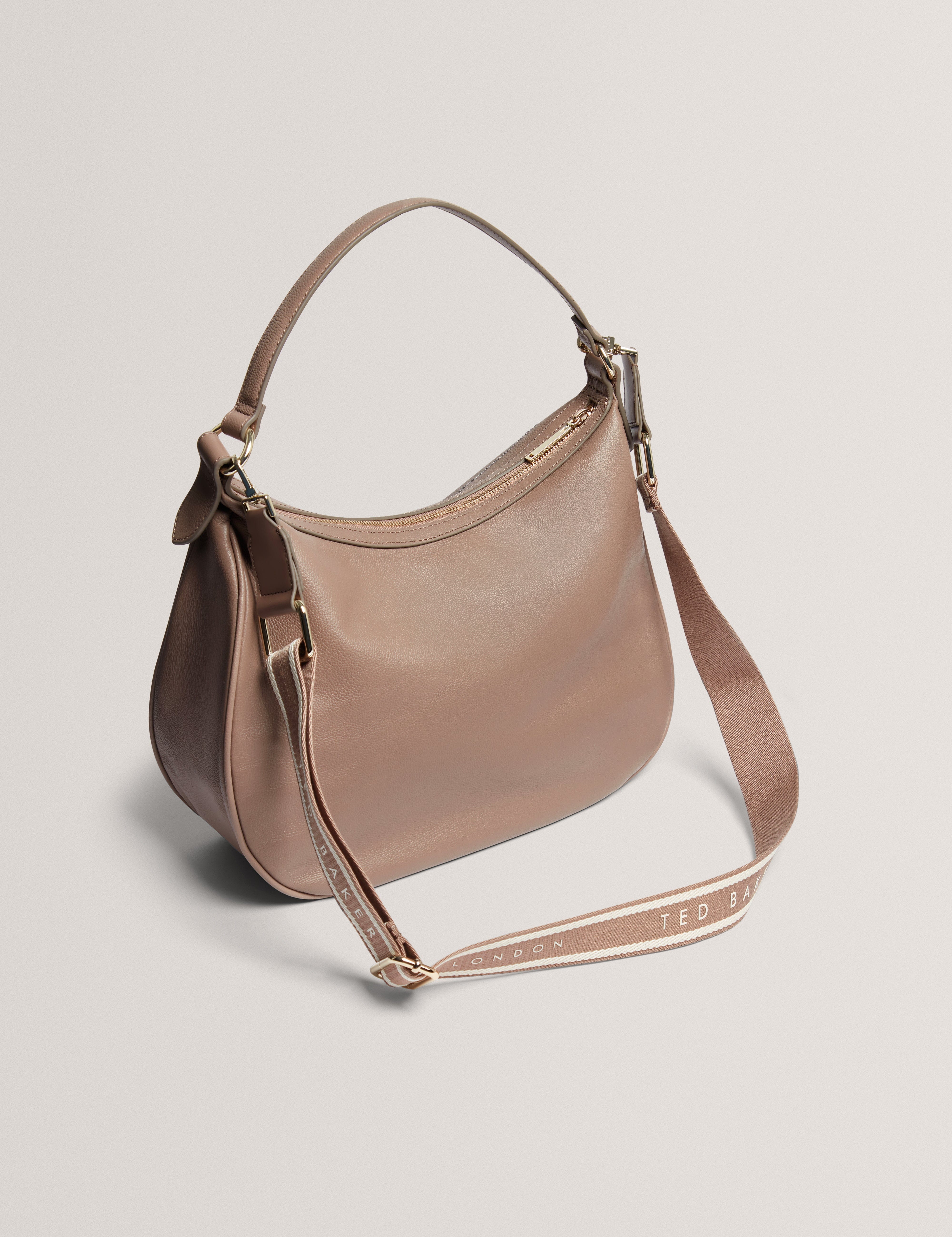 hobo Lyshia Webbing Large Leather Hobo Bag Taupe