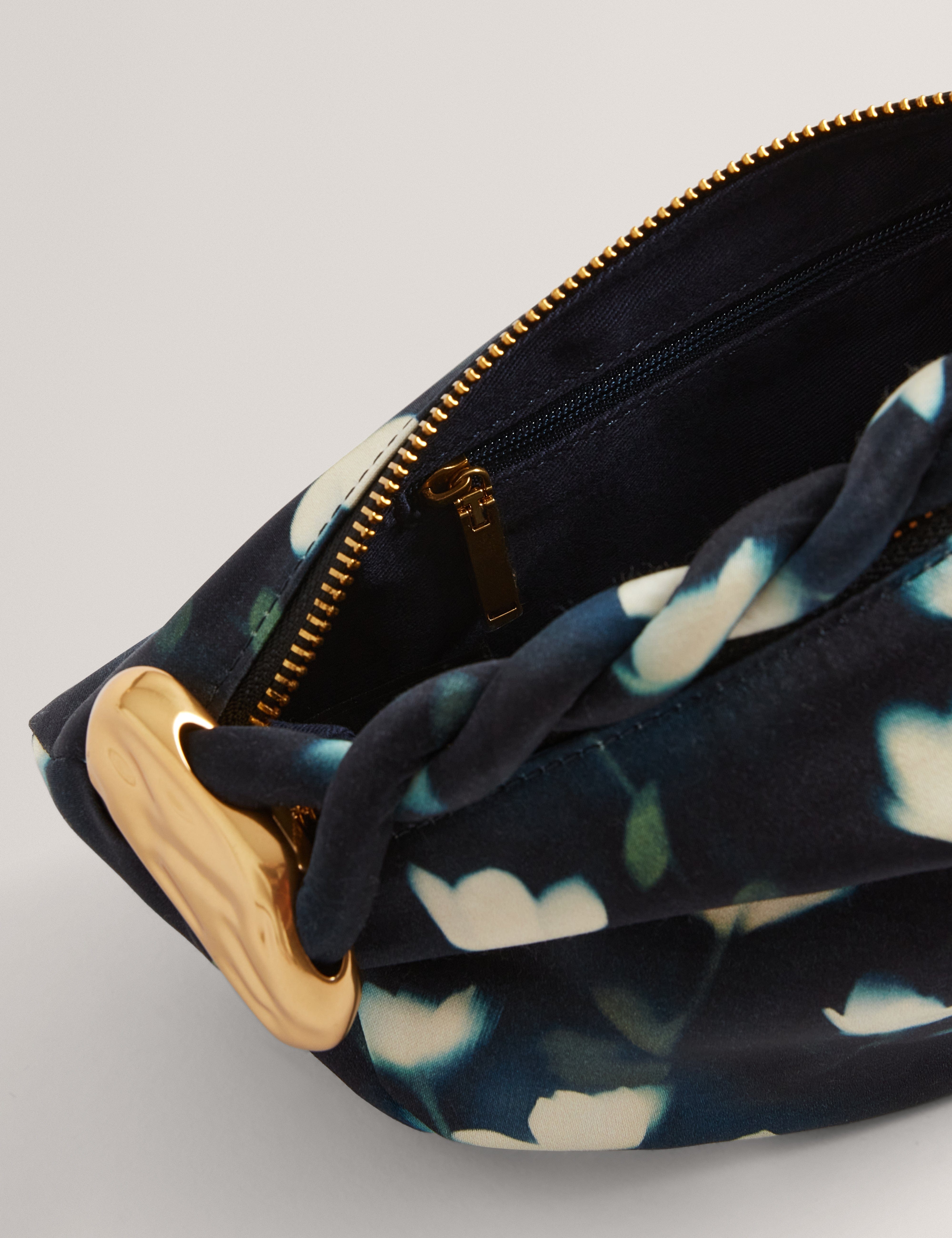 hobo Isli Satin Statement Hardware Printed Hobo Bag Navy