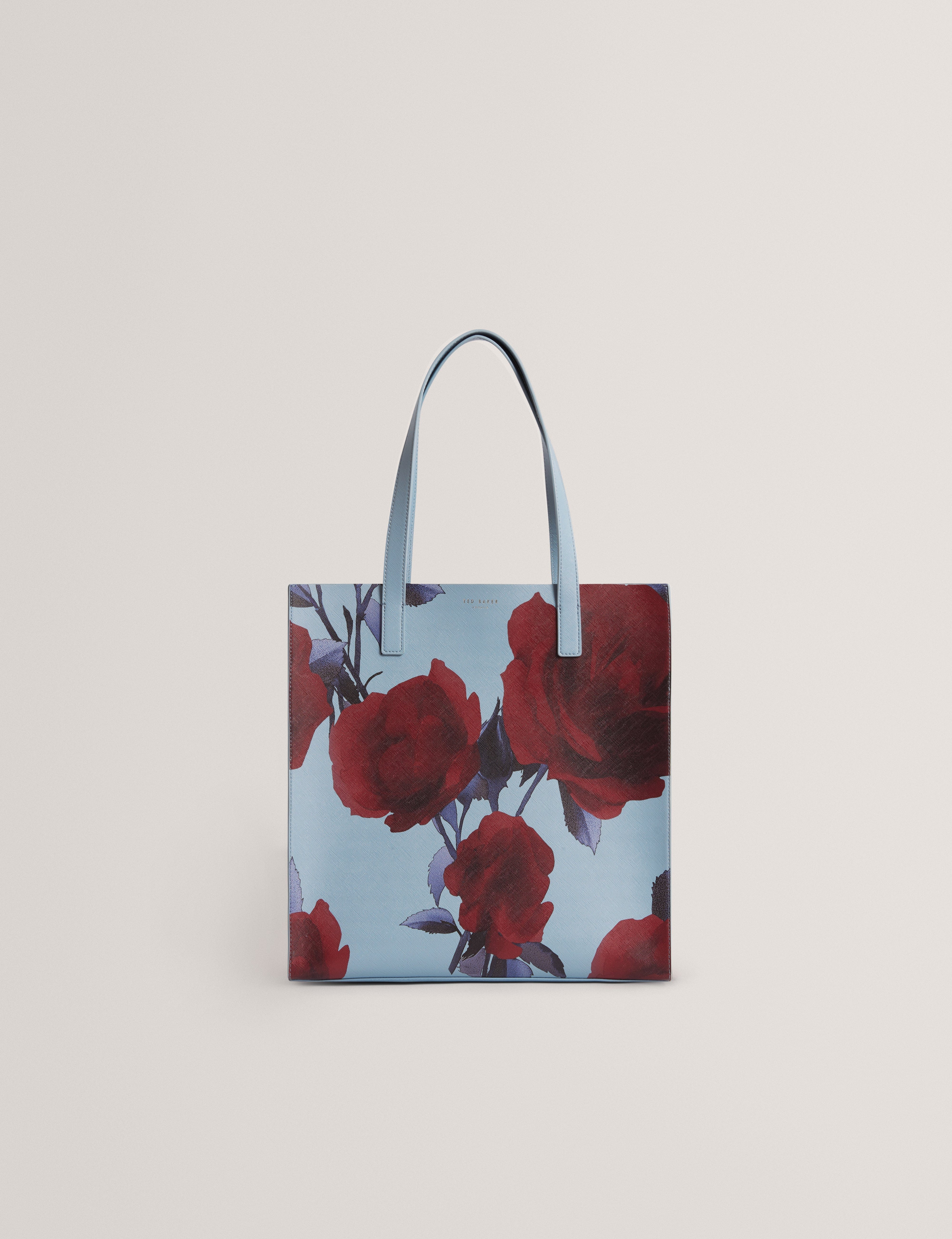 Blue Elyzaa Large Rose Print Icon Bag Mid - Blue