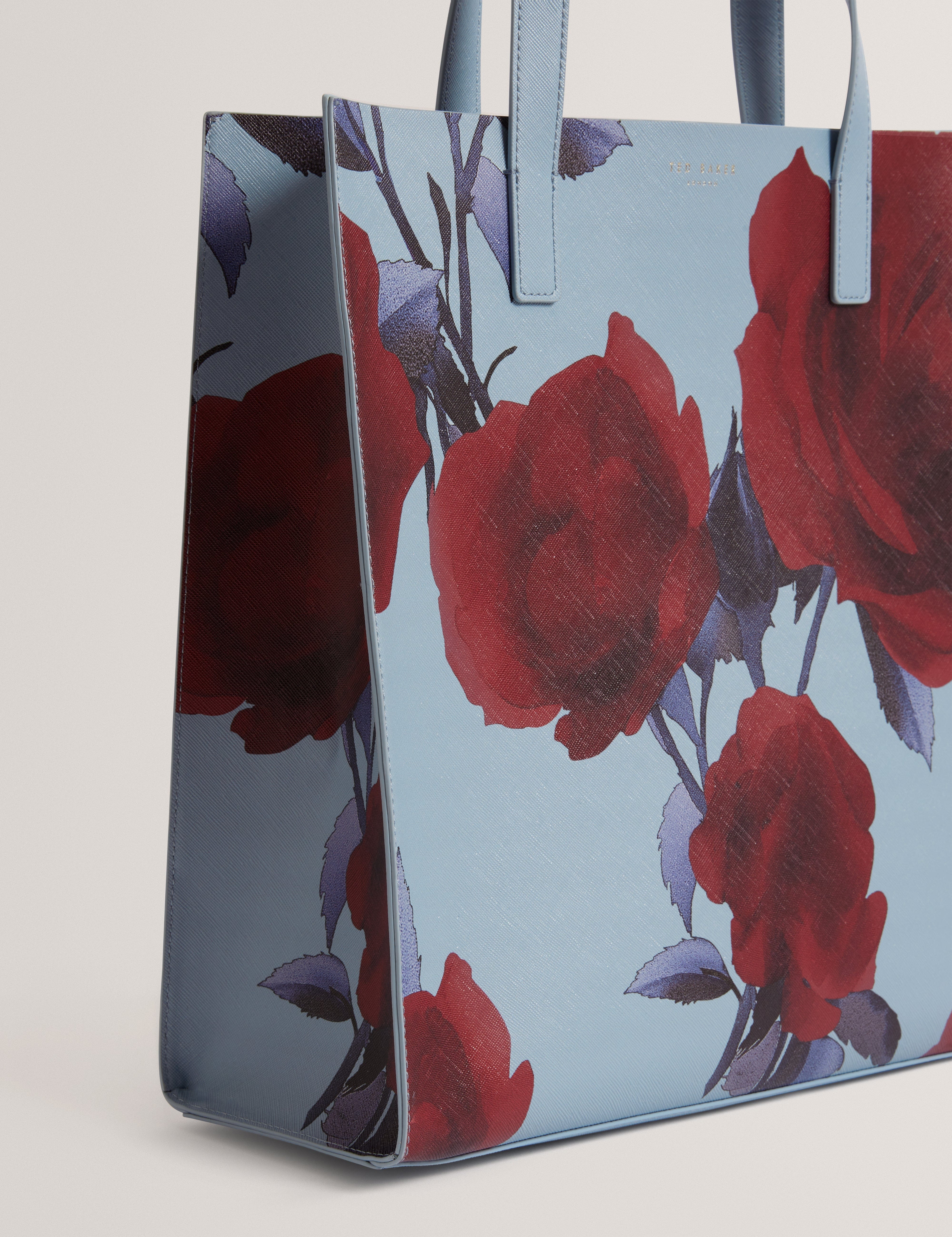 Blue Elyzaa Large Rose Print Icon Bag Mid - Blue