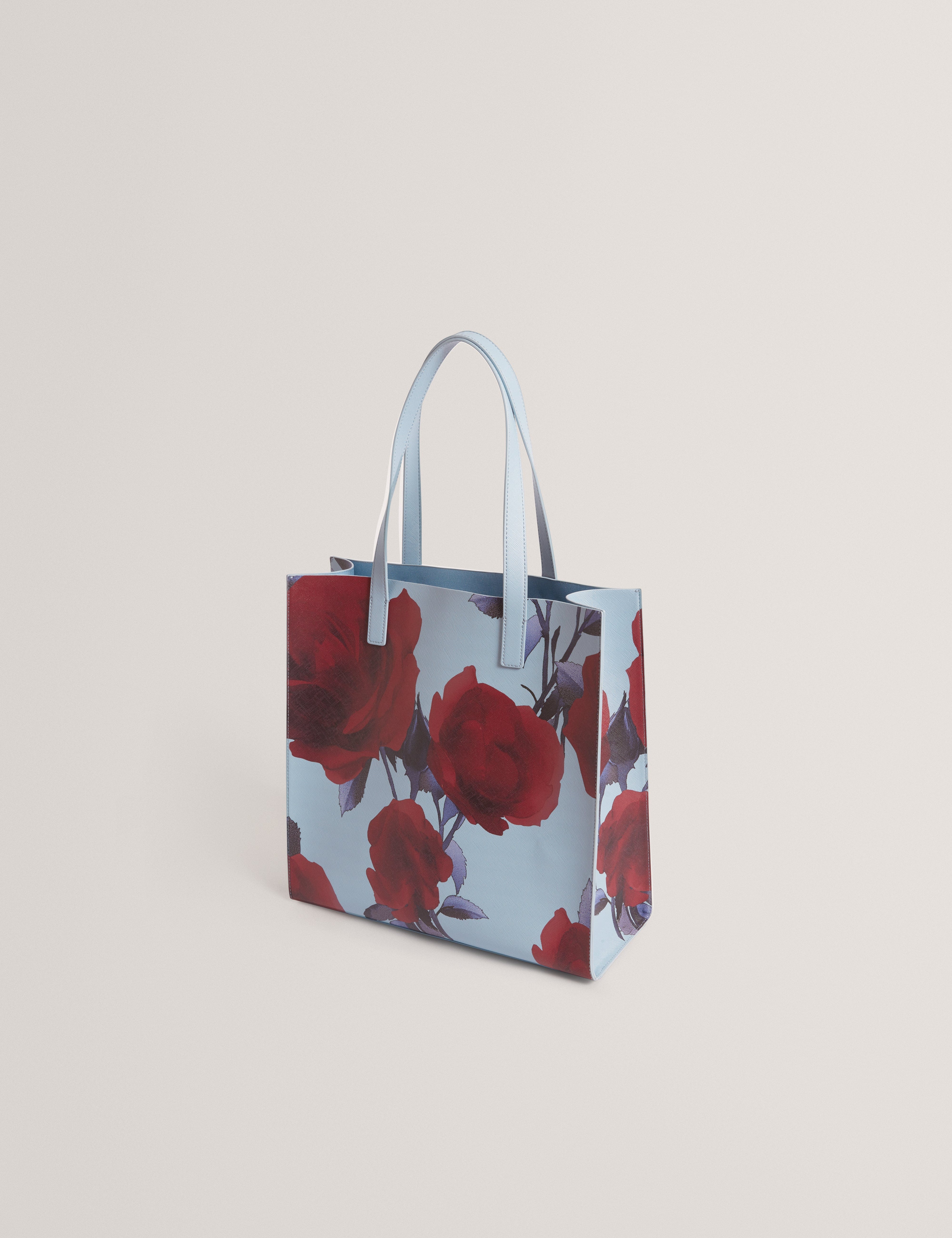Blue Elyzaa Large Rose Print Icon Bag Mid - Blue