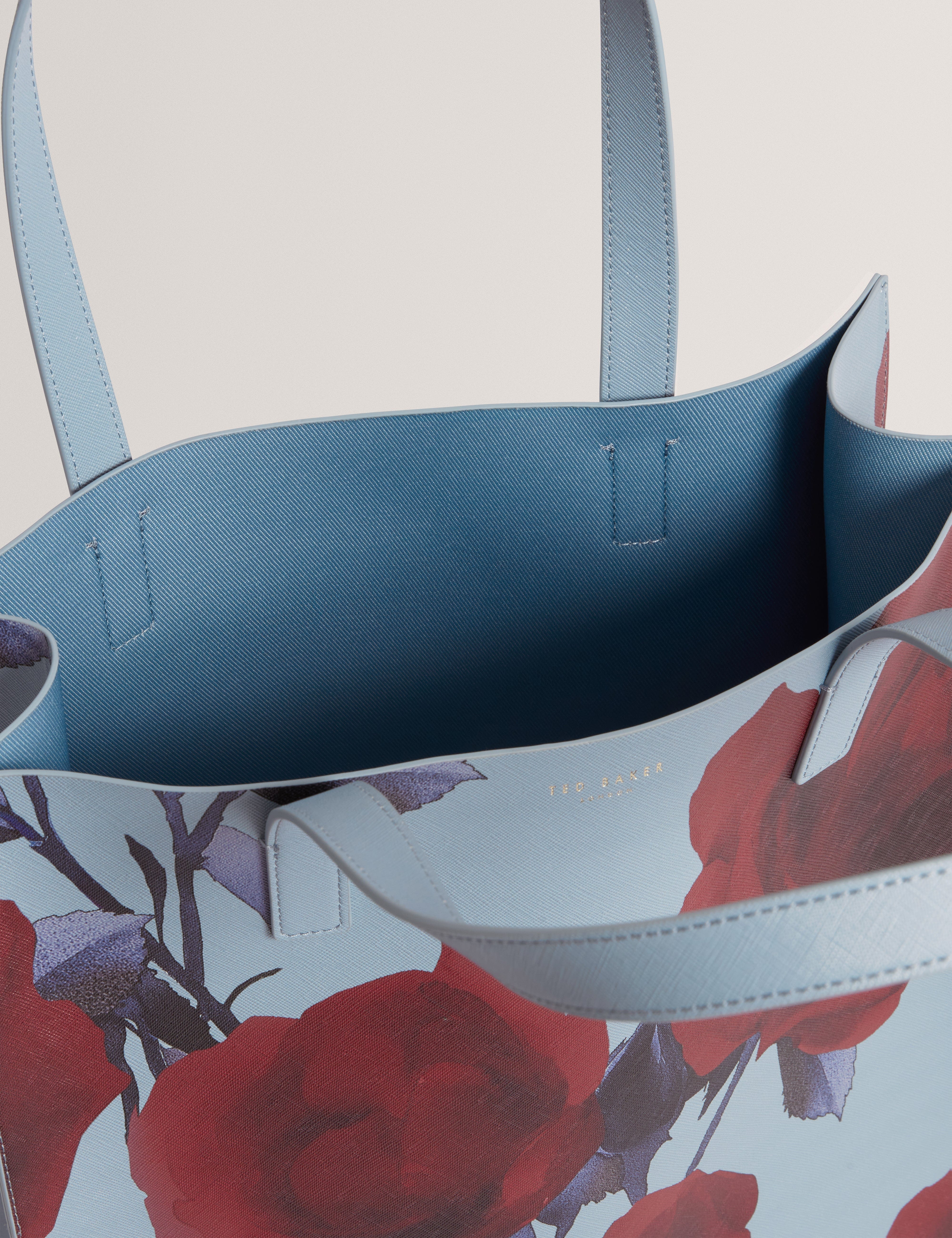 Blue Elyzaa Large Rose Print Icon Bag Mid - Blue