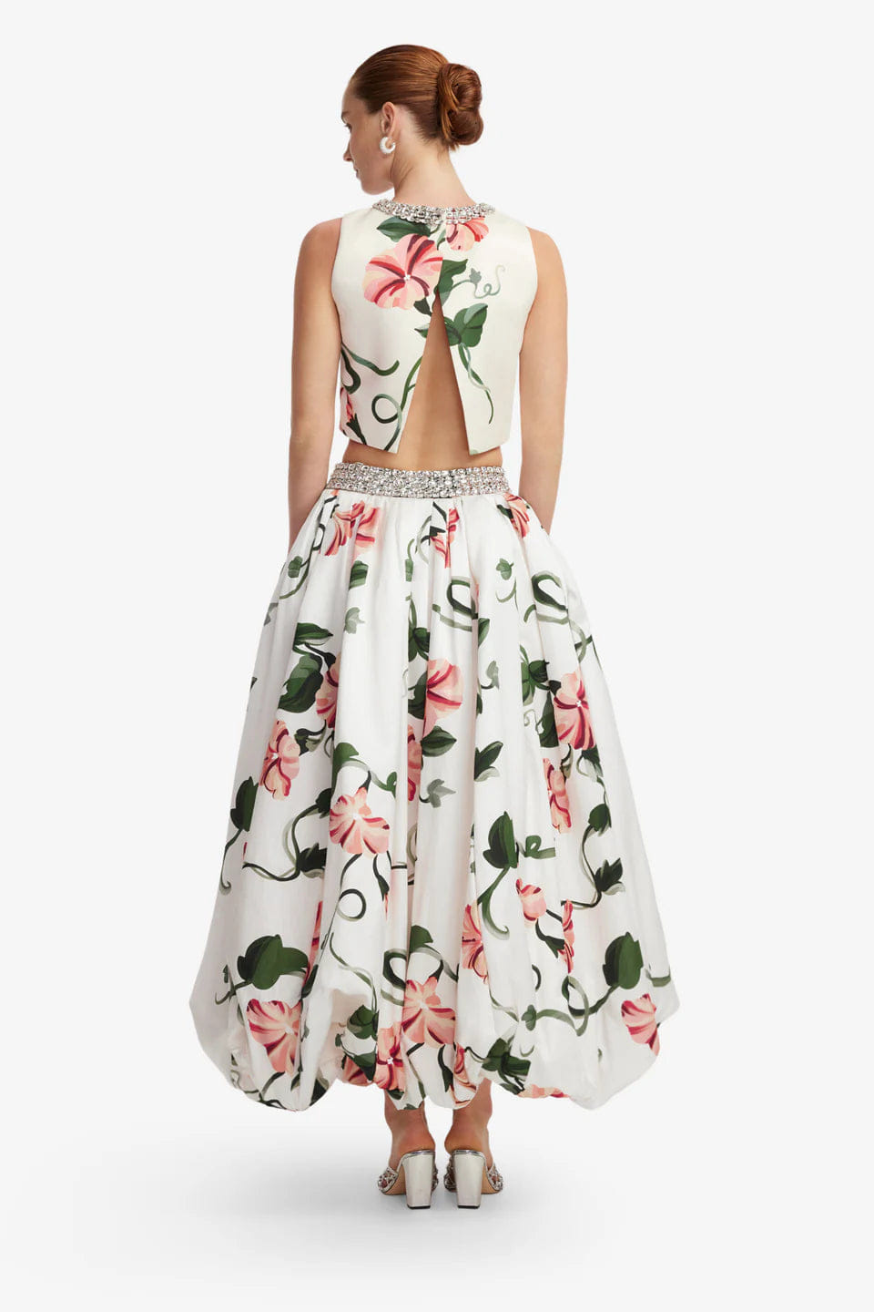 LEO LIN Iris Floral Embellished Sleeveless Top in White
