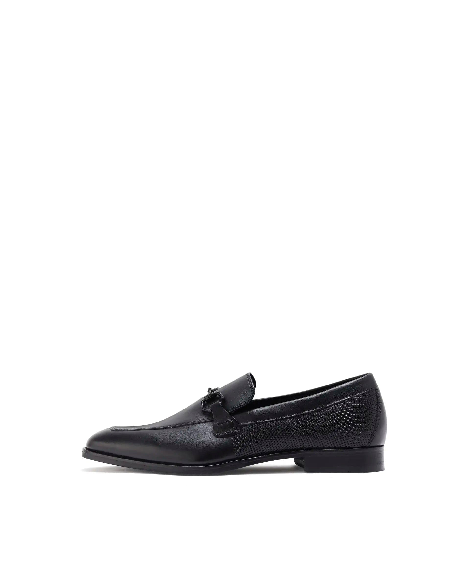 RAREZ Rare Rabbit Men's Plaza Black Slip - On Genuine Leather Slip - On Loafer