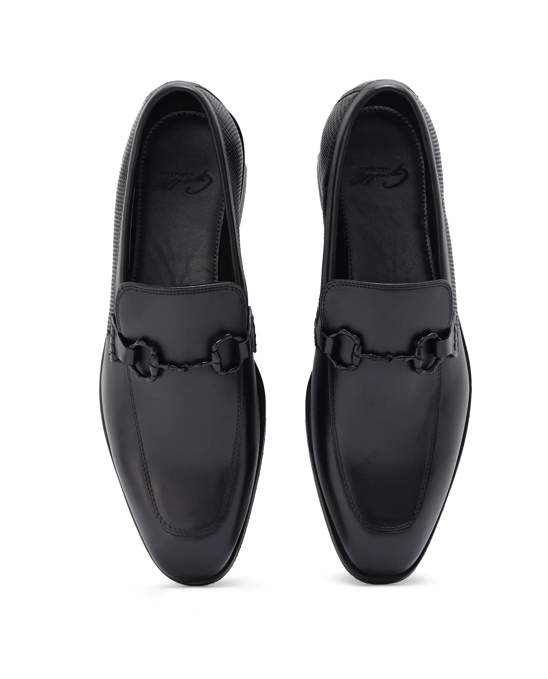 RAREZ Rare Rabbit Men's Plaza Black Slip - On Genuine Leather Slip - On Loafer