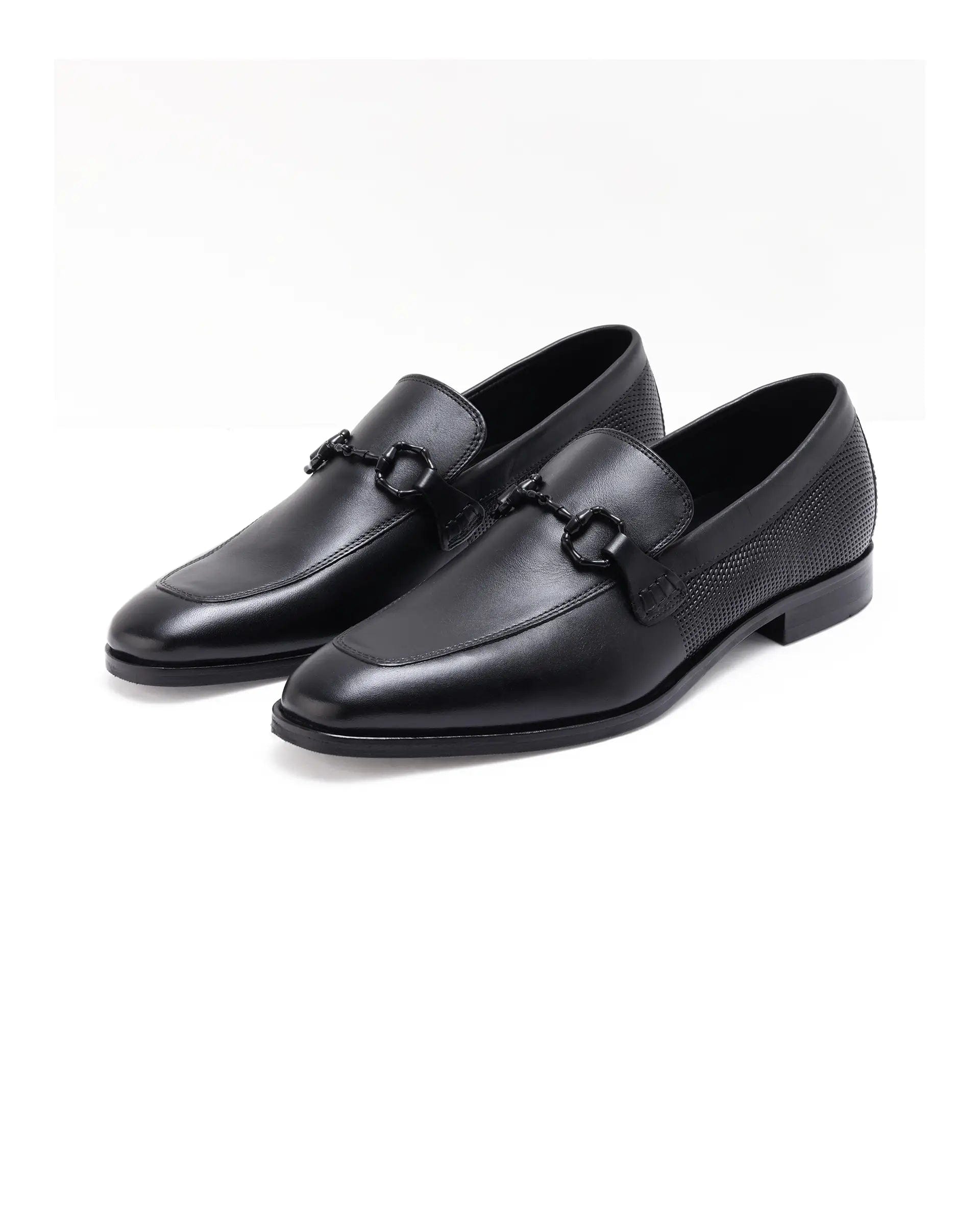 RAREZ Rare Rabbit Men's Plaza Black Slip - On Genuine Leather Slip - On Loafer
