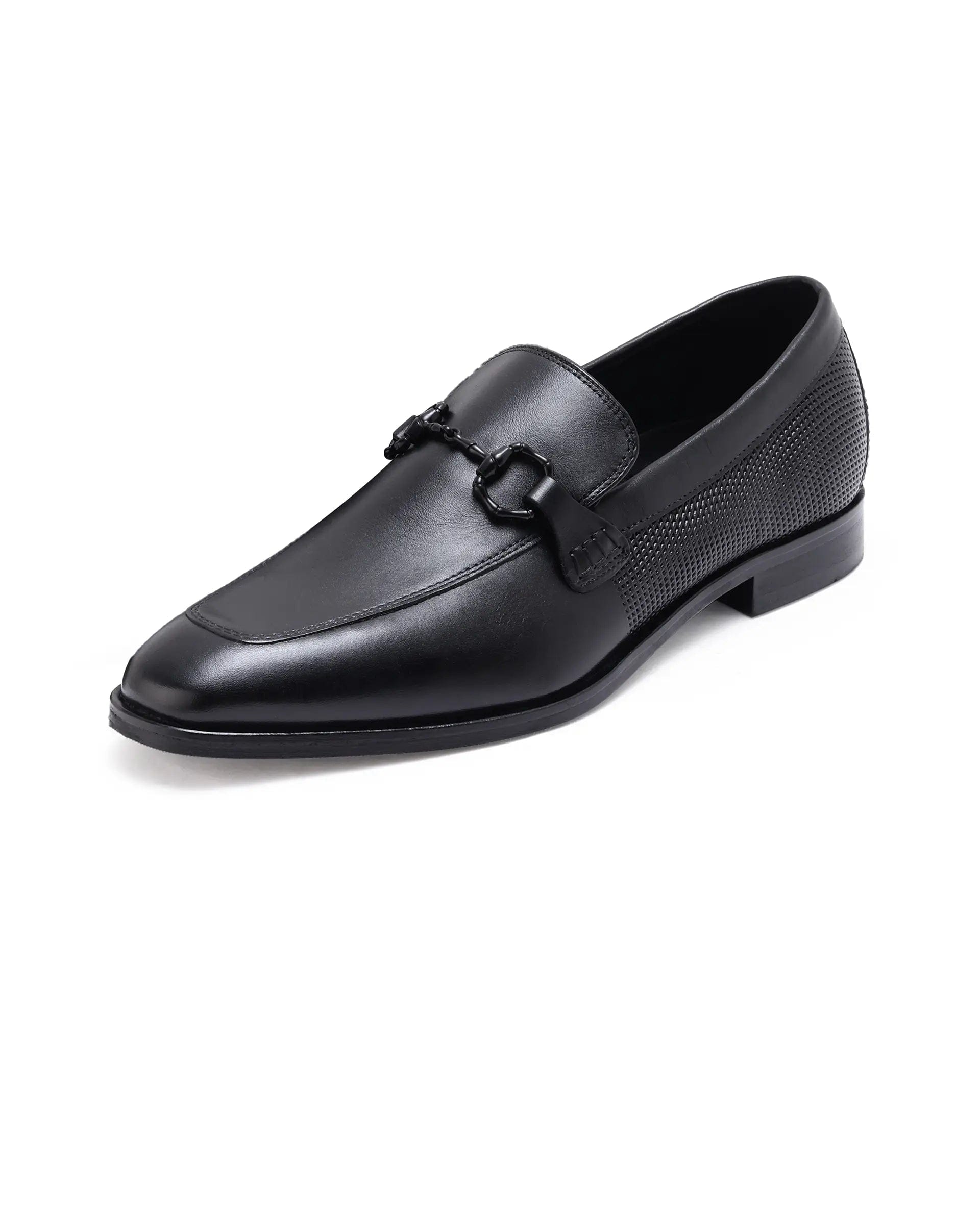 RAREZ Rare Rabbit Men's Plaza Black Slip - On Genuine Leather Slip - On Loafer