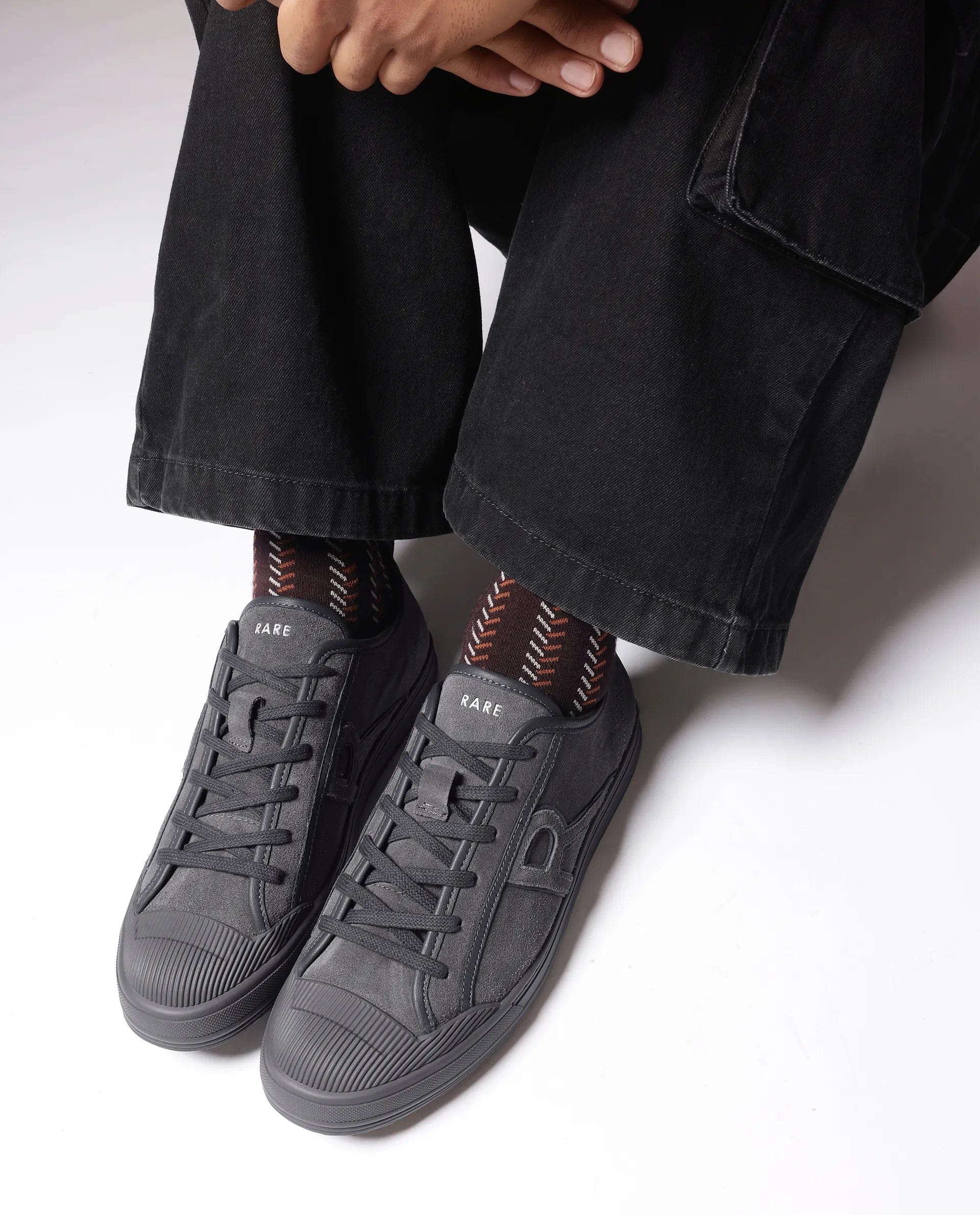 RAREZ Rare Rabbit Men Sauron - 2 Dark Grey Lace - Up Shoes