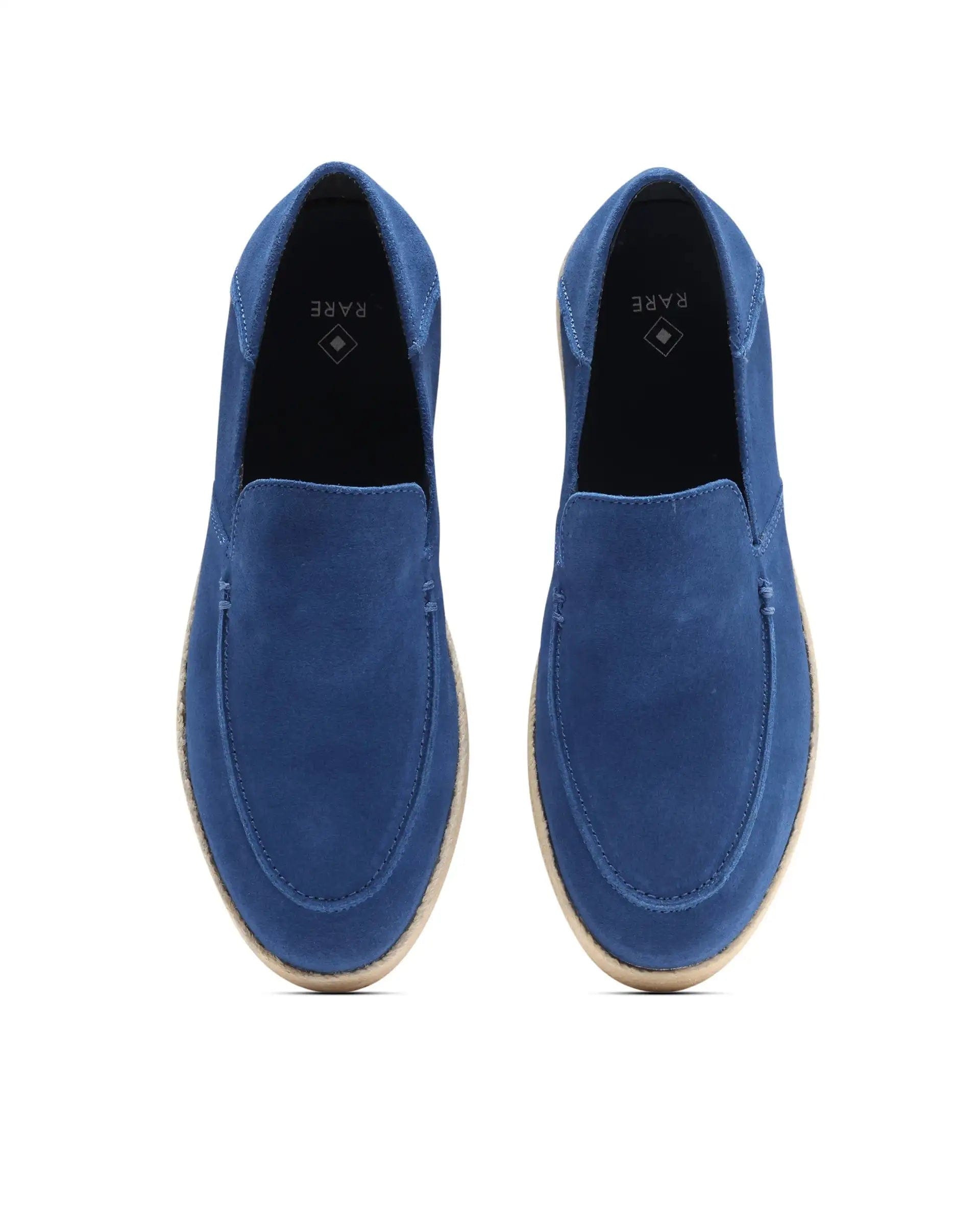 RAREZ Rare Rabbit Men Havana Ink Blue Suede Leather Slip - On Closure Shoes