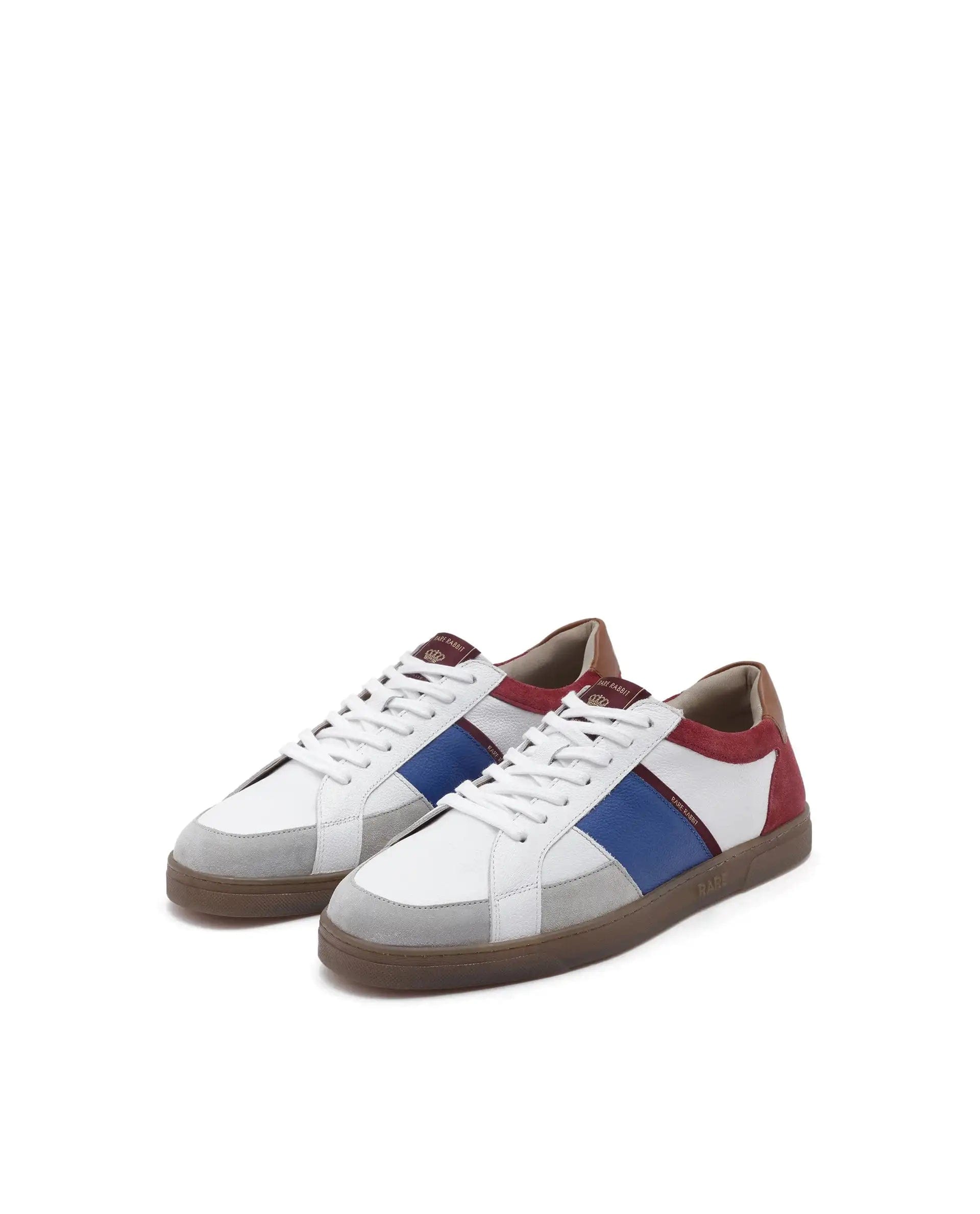 RAREZ Rare Rabbit Men Luna White Genuine Milled Leather And Premium Suede Colorblocked Lace - Up Shoes