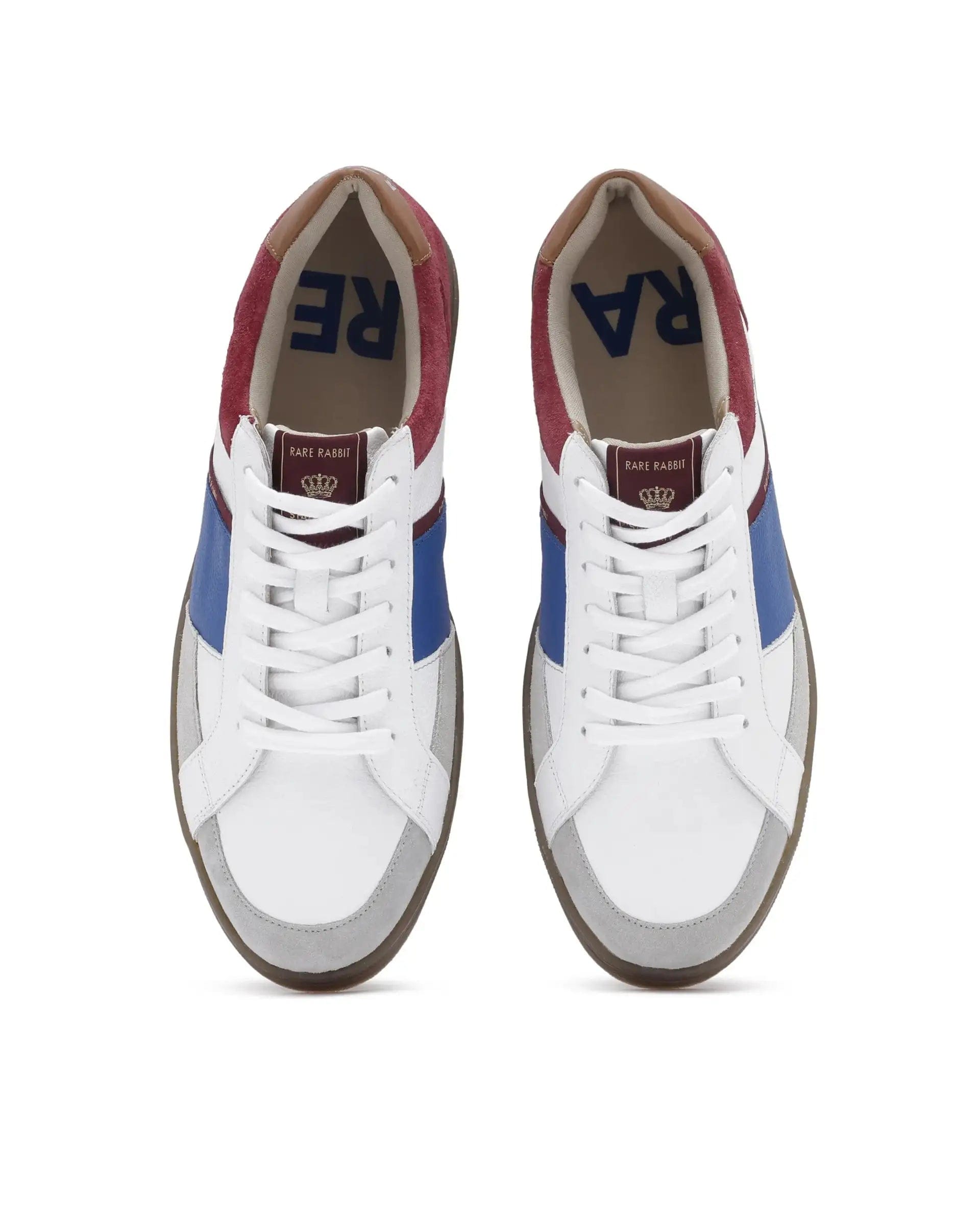 RAREZ Rare Rabbit Men Luna White Genuine Milled Leather And Premium Suede Colorblocked Lace - Up Shoes