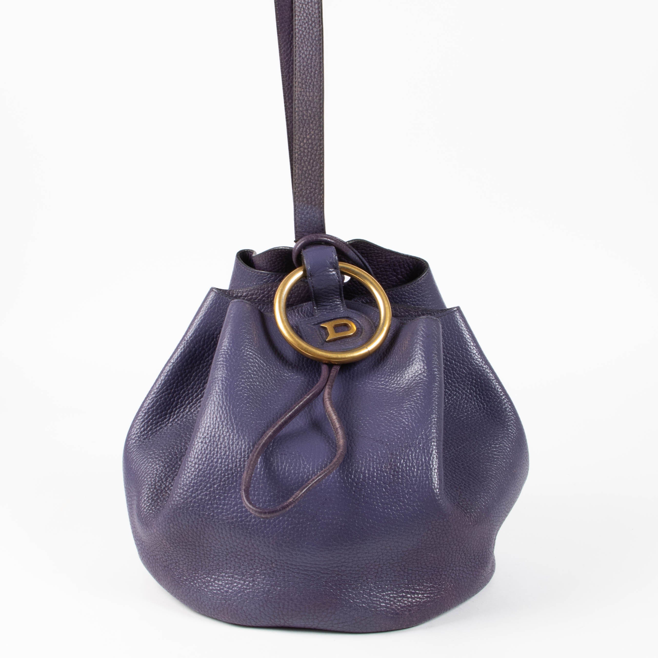 Delvaux Purple Leather Rose des Vents Bag