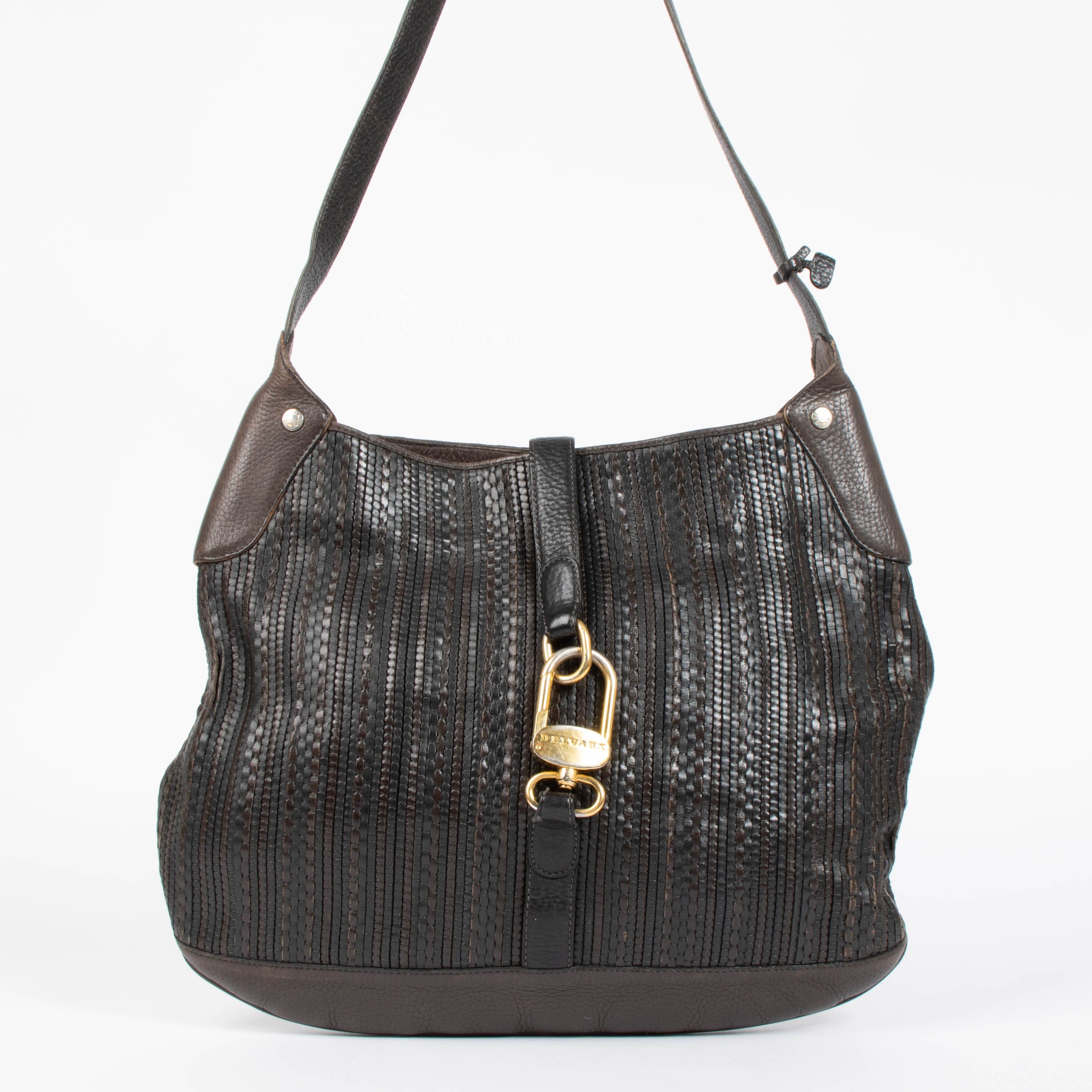 Delvaux Brown Toile De Cuir Treille Bag