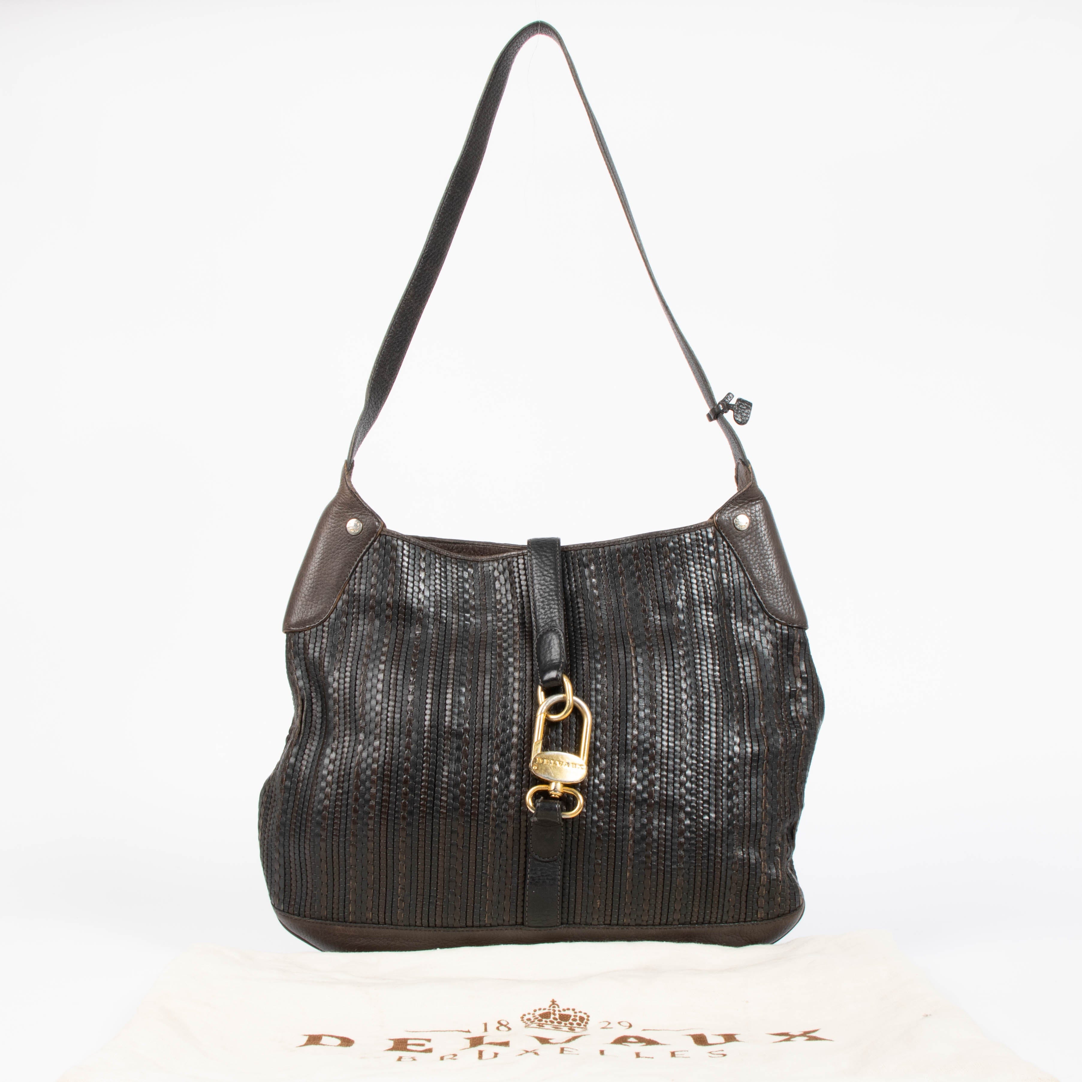 Delvaux Brown Toile De Cuir Treille Bag