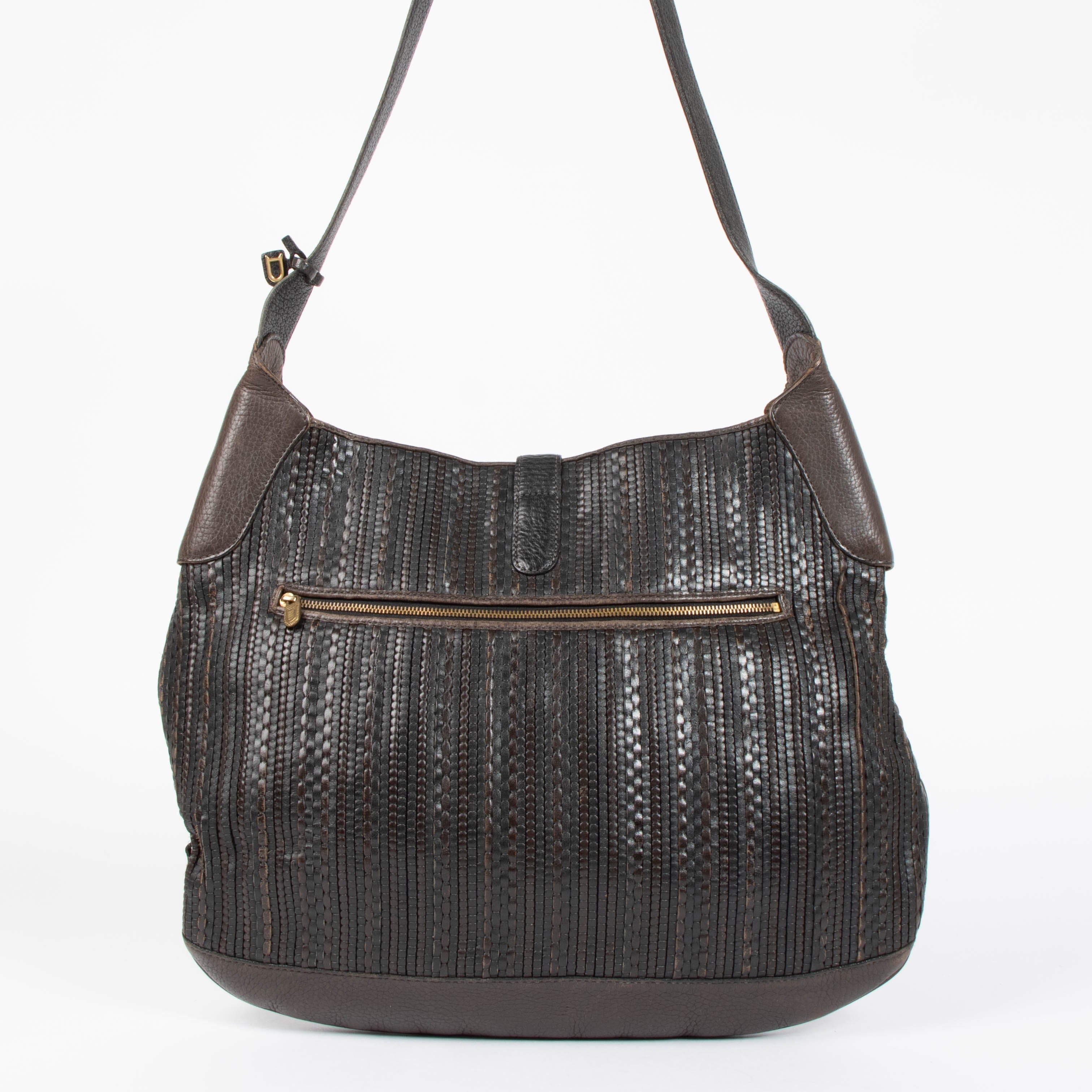 Delvaux Brown Toile De Cuir Treille Bag