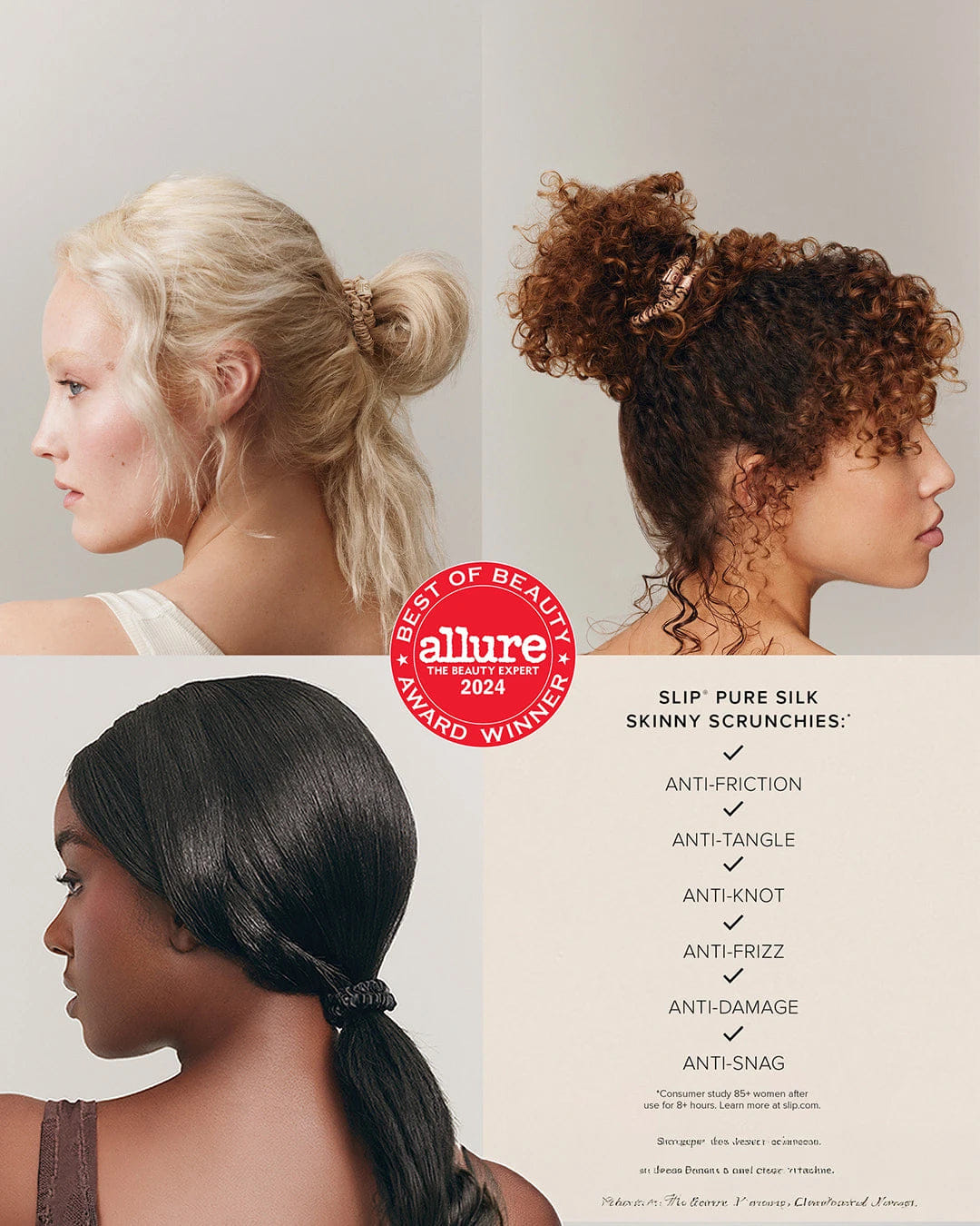Slip Pure Silk Skinny Scrunchies with Pouch Set of 6