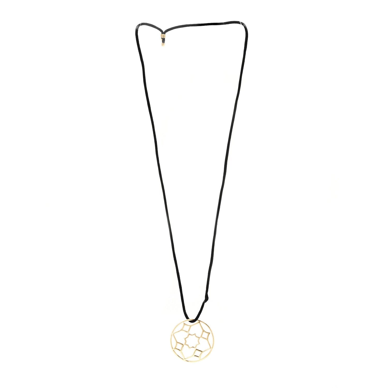 Tiffany 18K Yellow Gold Paloma Picasso Zellige Medallion Pendant Cord Necklace