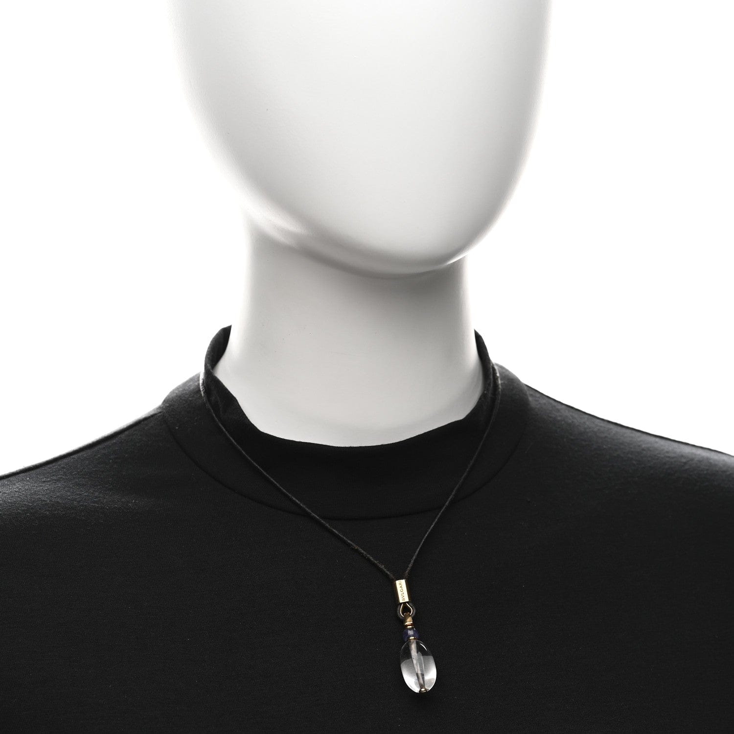 Bulgari 18K Yellow Gold Amethyst Rock Crystal Cord Pendant Necklace