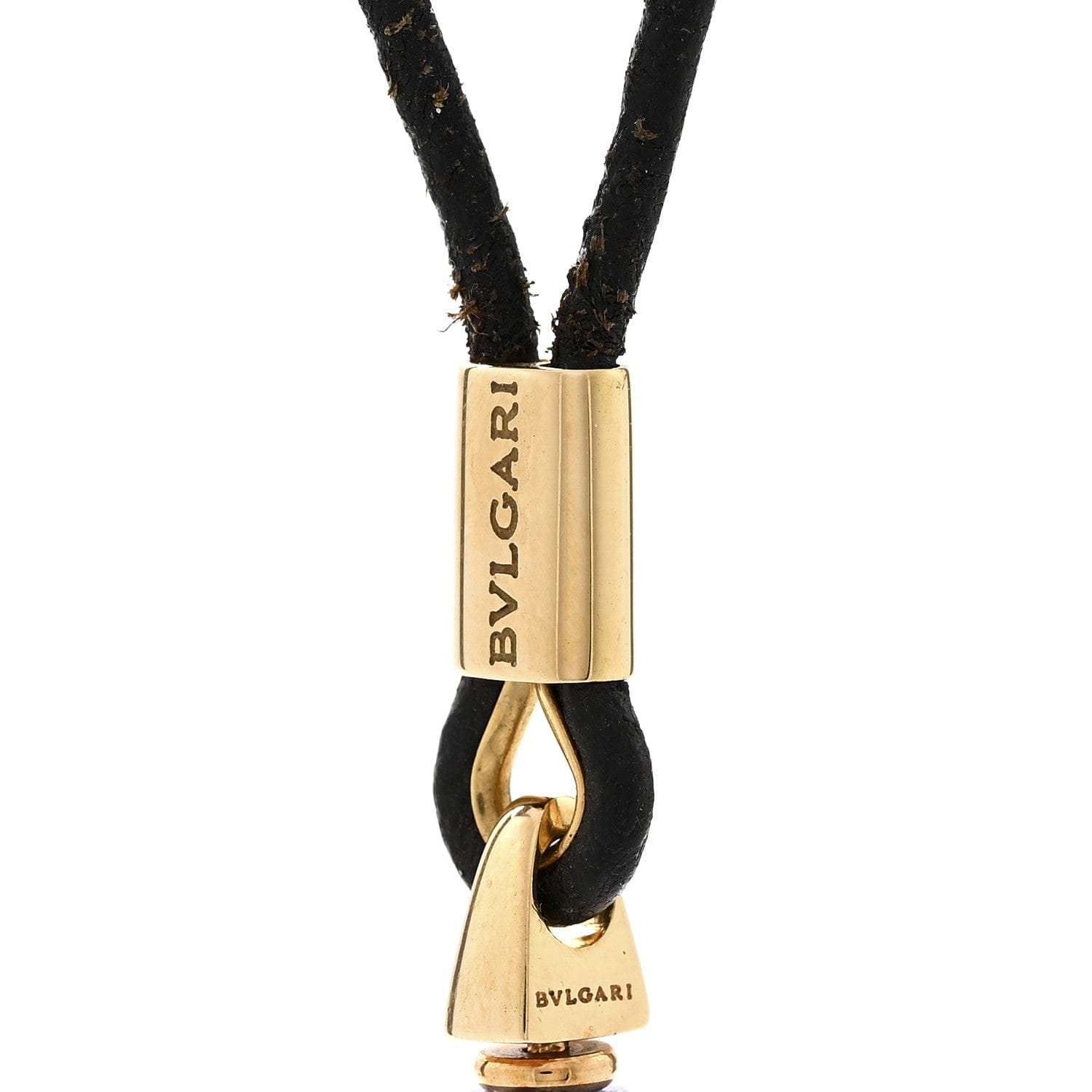 Bulgari 18K Yellow Gold Amethyst Rock Crystal Cord Pendant Necklace