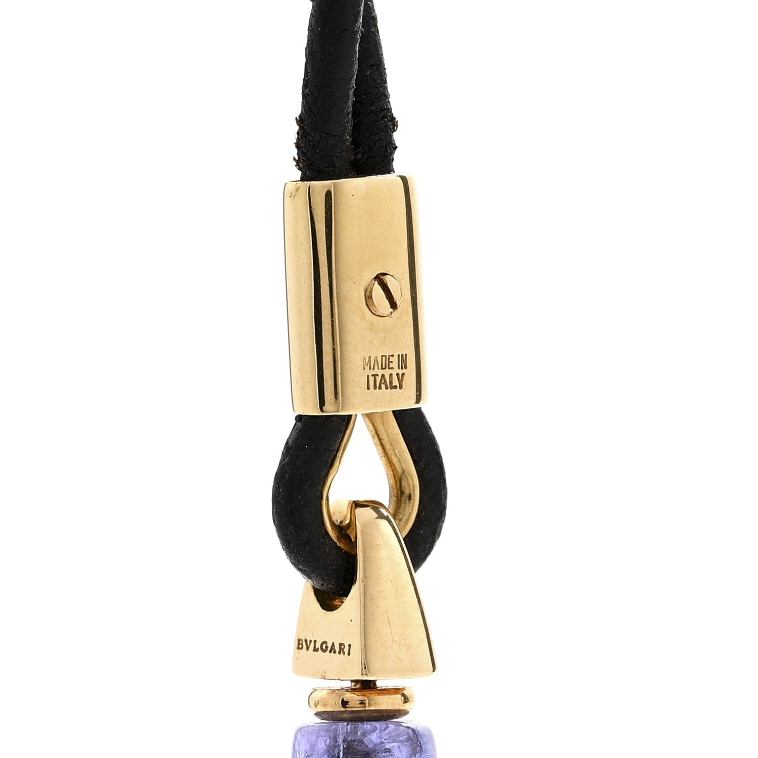 Bulgari 18K Yellow Gold Amethyst Rock Crystal Cord Pendant Necklace