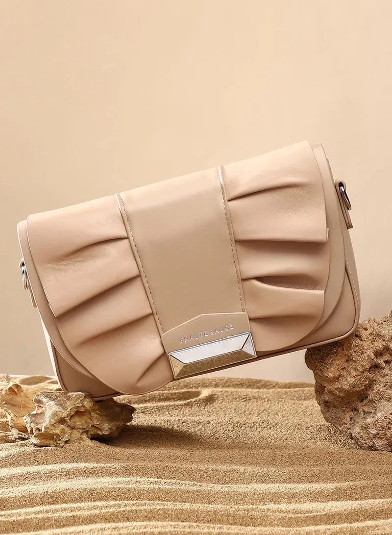 Haute Sauce Women's The Ruched Sling Bag - Beige for Women | Best Price UAE