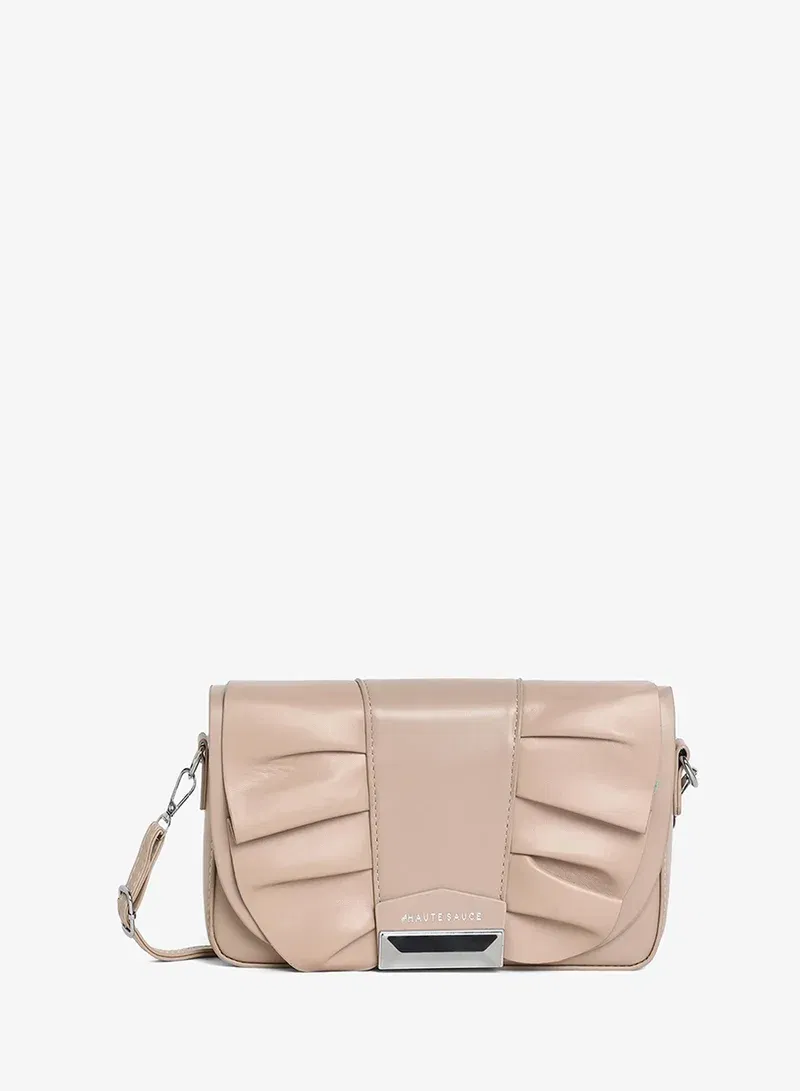 Haute Sauce Women's The Ruched Sling Bag - Beige for Women | Best Price UAE