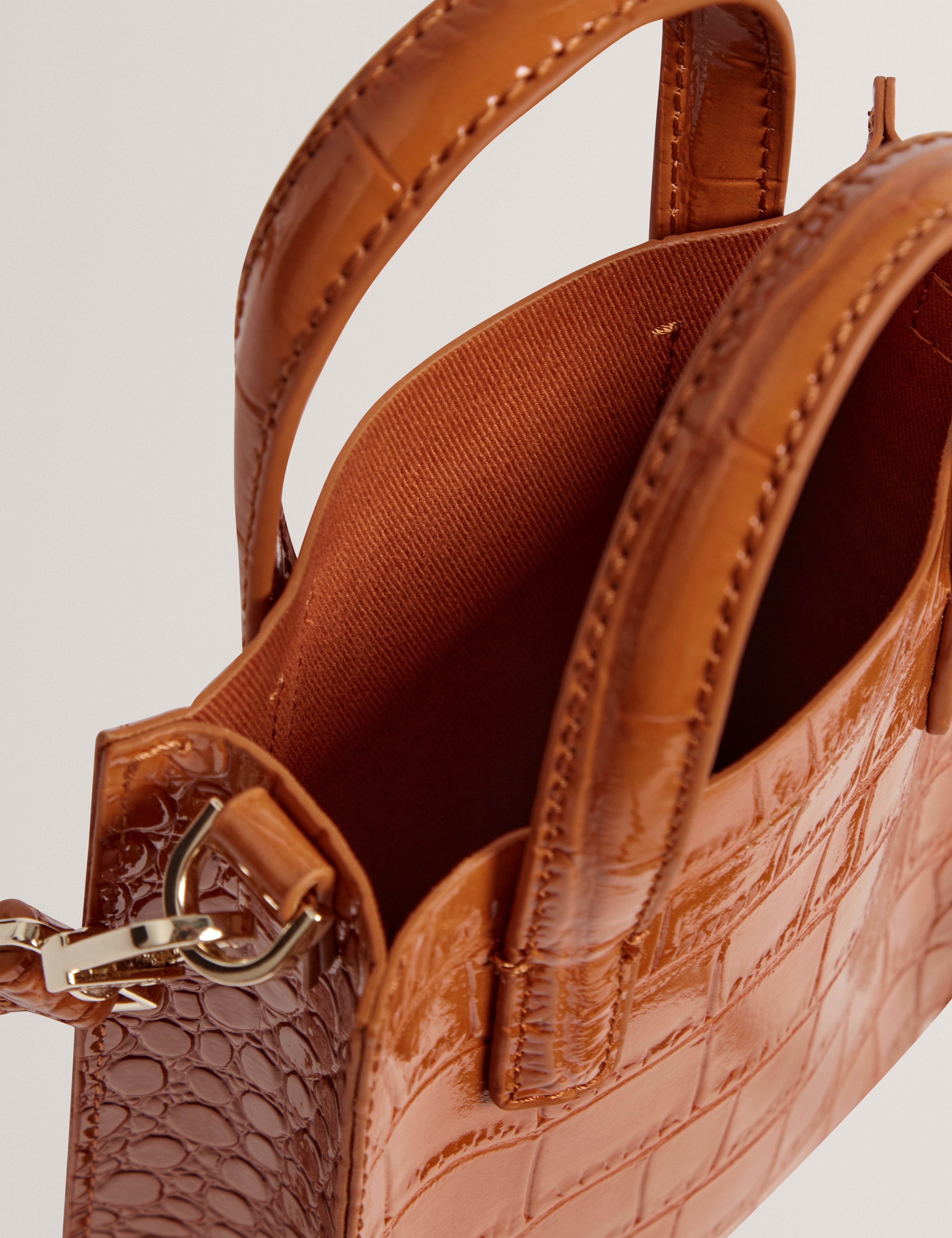 Ted Baker MOV Wenissa Croc Effect Small Icon Bag Tan