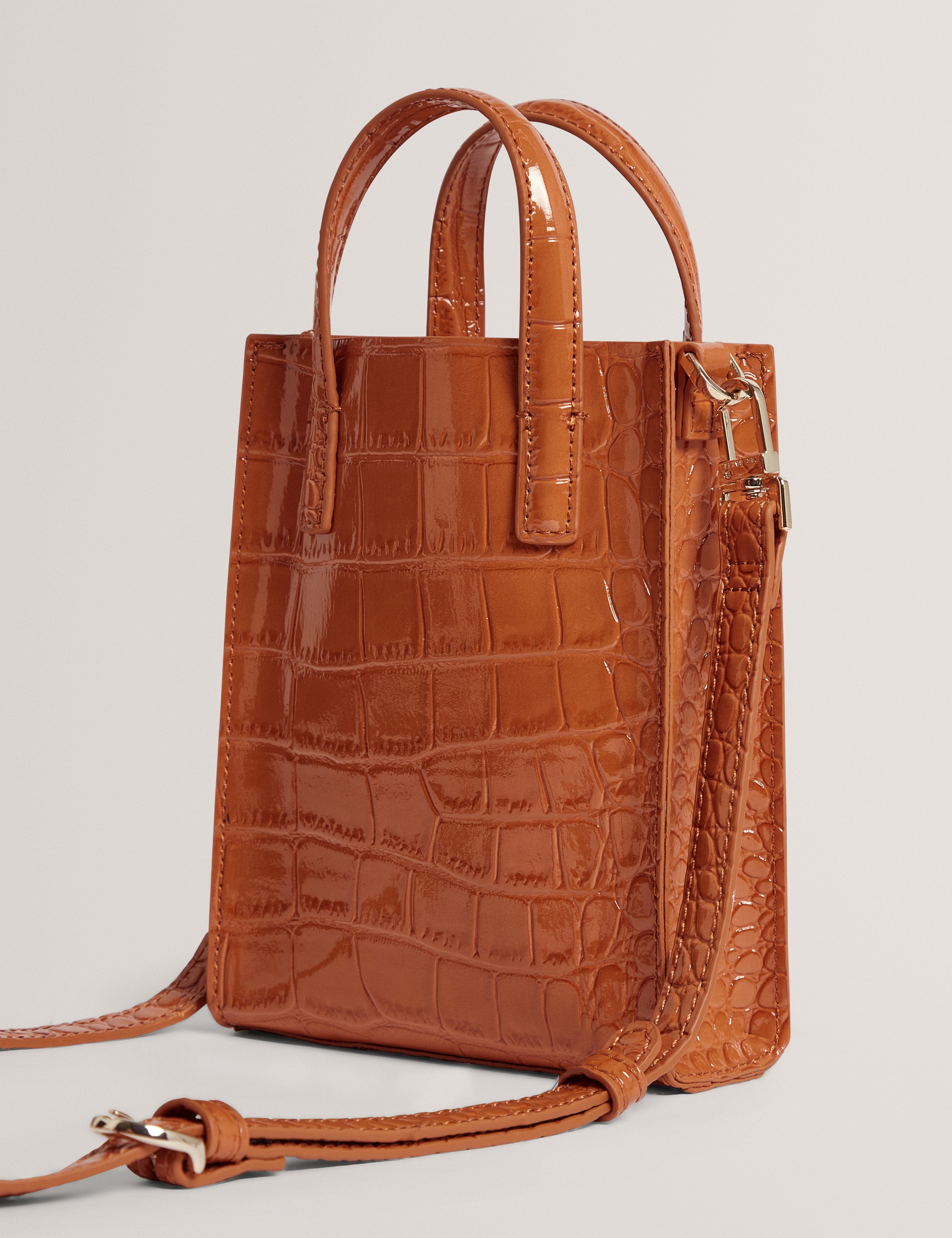 Ted Baker MOV Wenissa Croc Effect Small Icon Bag Tan