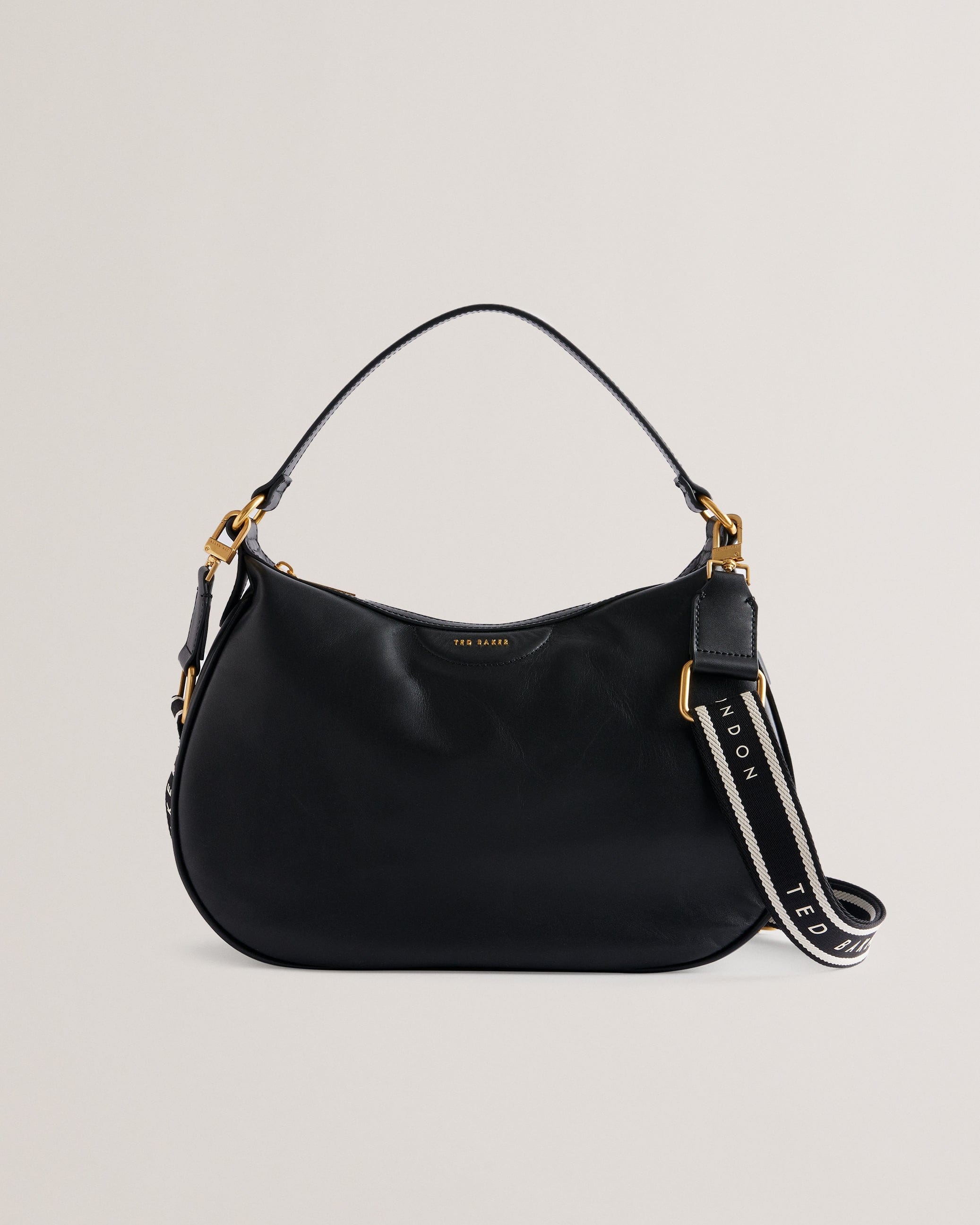 Ted Baker MOV Esiah Webbing Slouchy Leather Hobo Bag Black