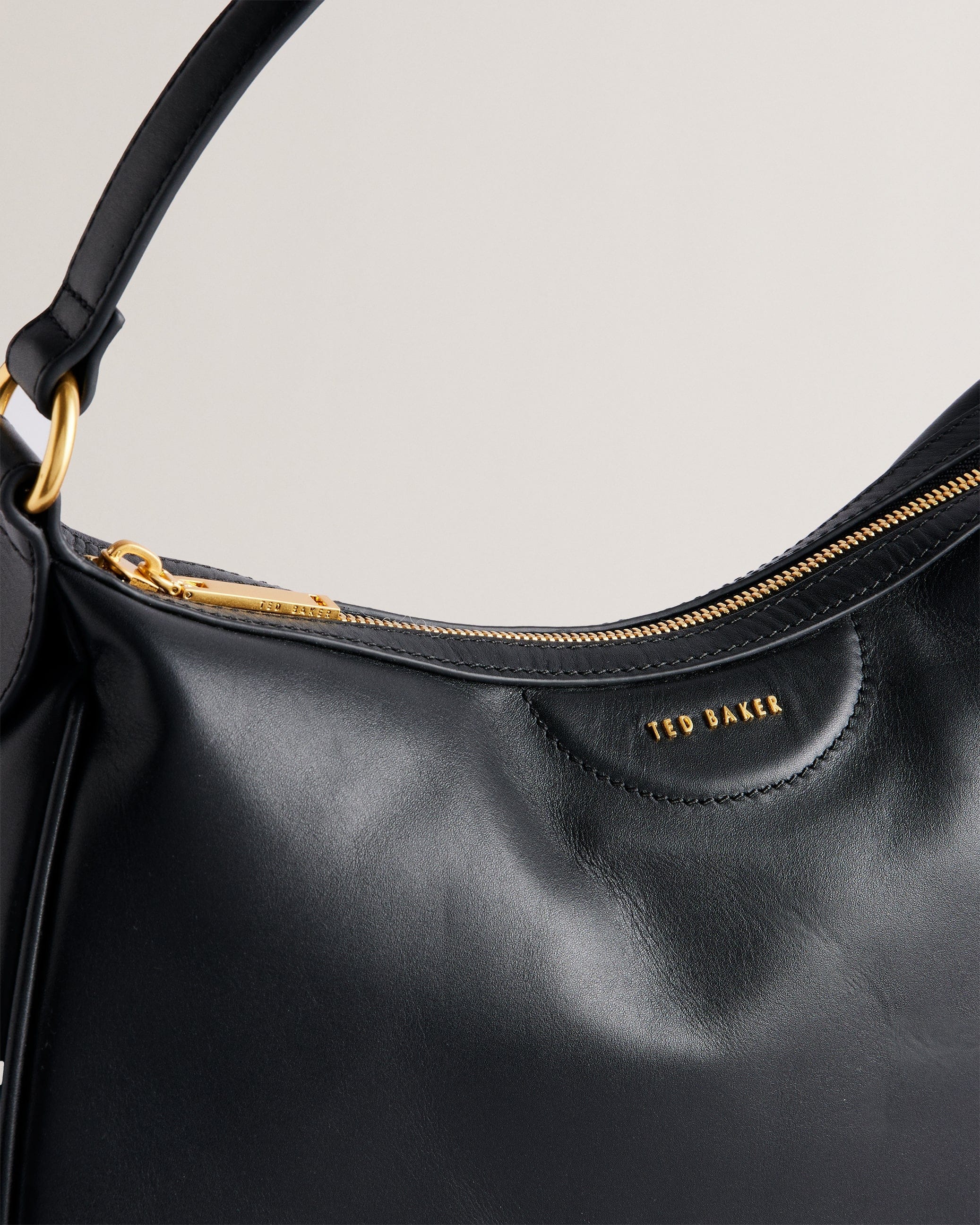 Ted Baker MOV Esiah Webbing Slouchy Leather Hobo Bag Black