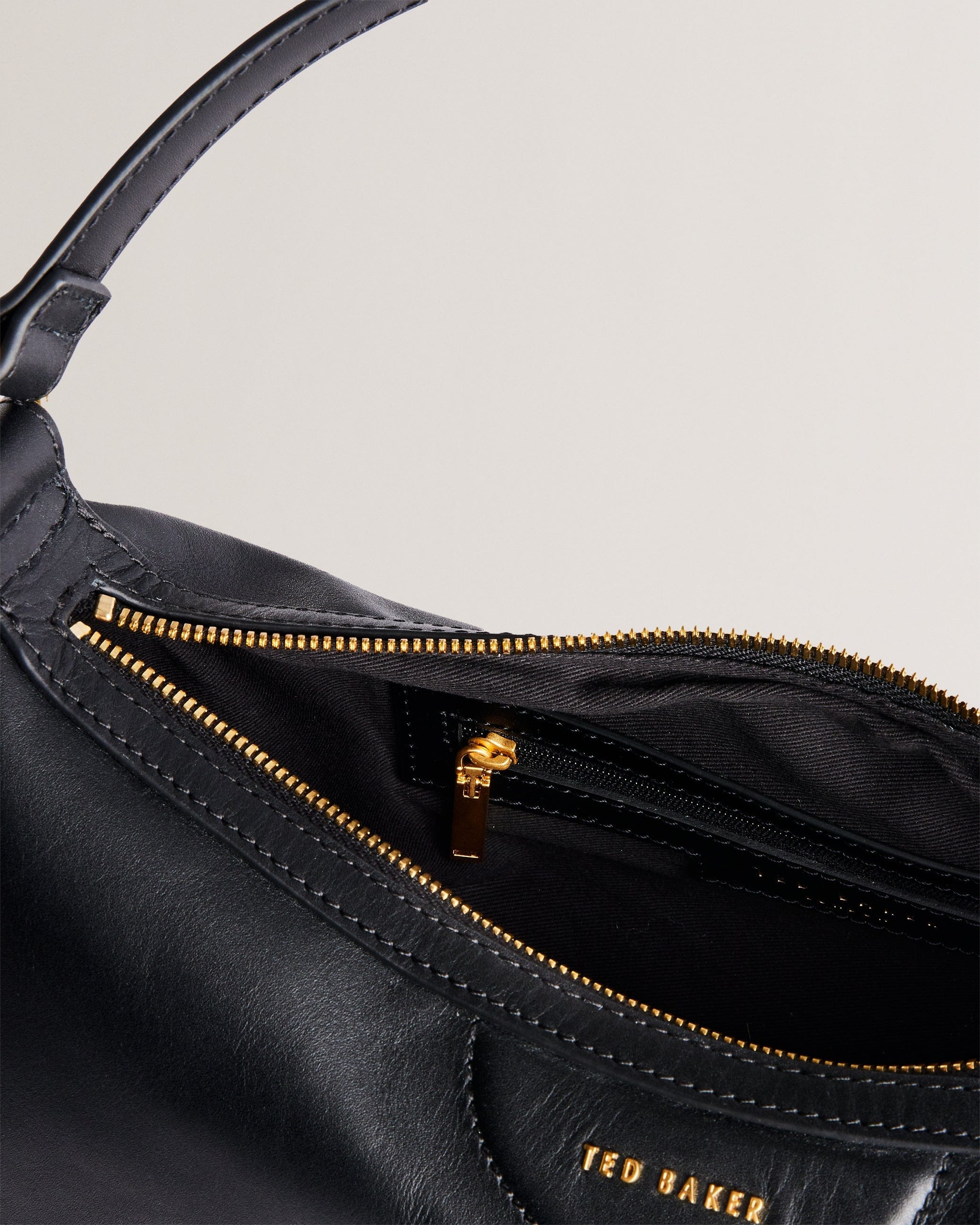 Ted Baker MOV Esiah Webbing Slouchy Leather Hobo Bag Black