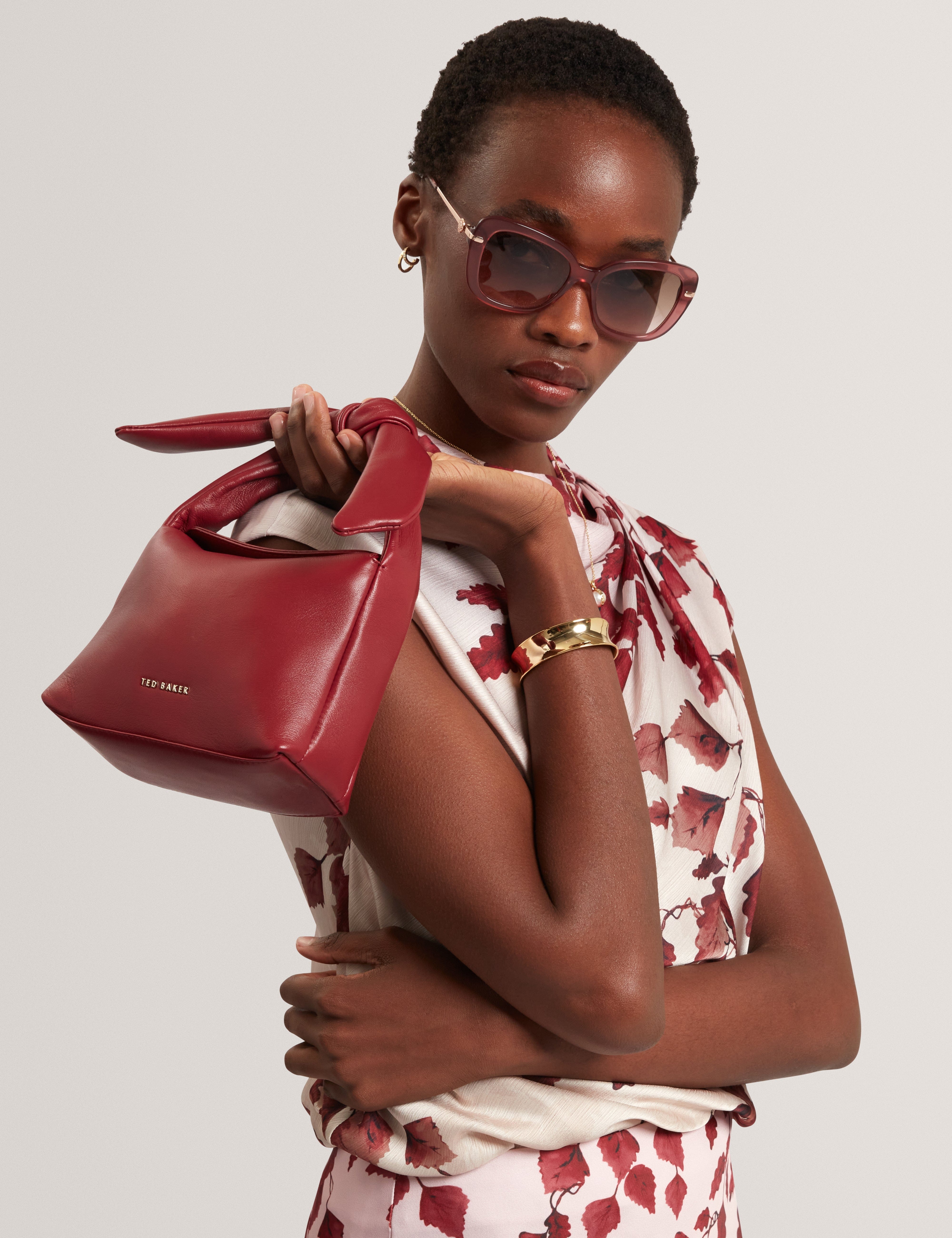 SOFT Niyal Soft Knot Bow Leather Xbody Bag Dk - Red