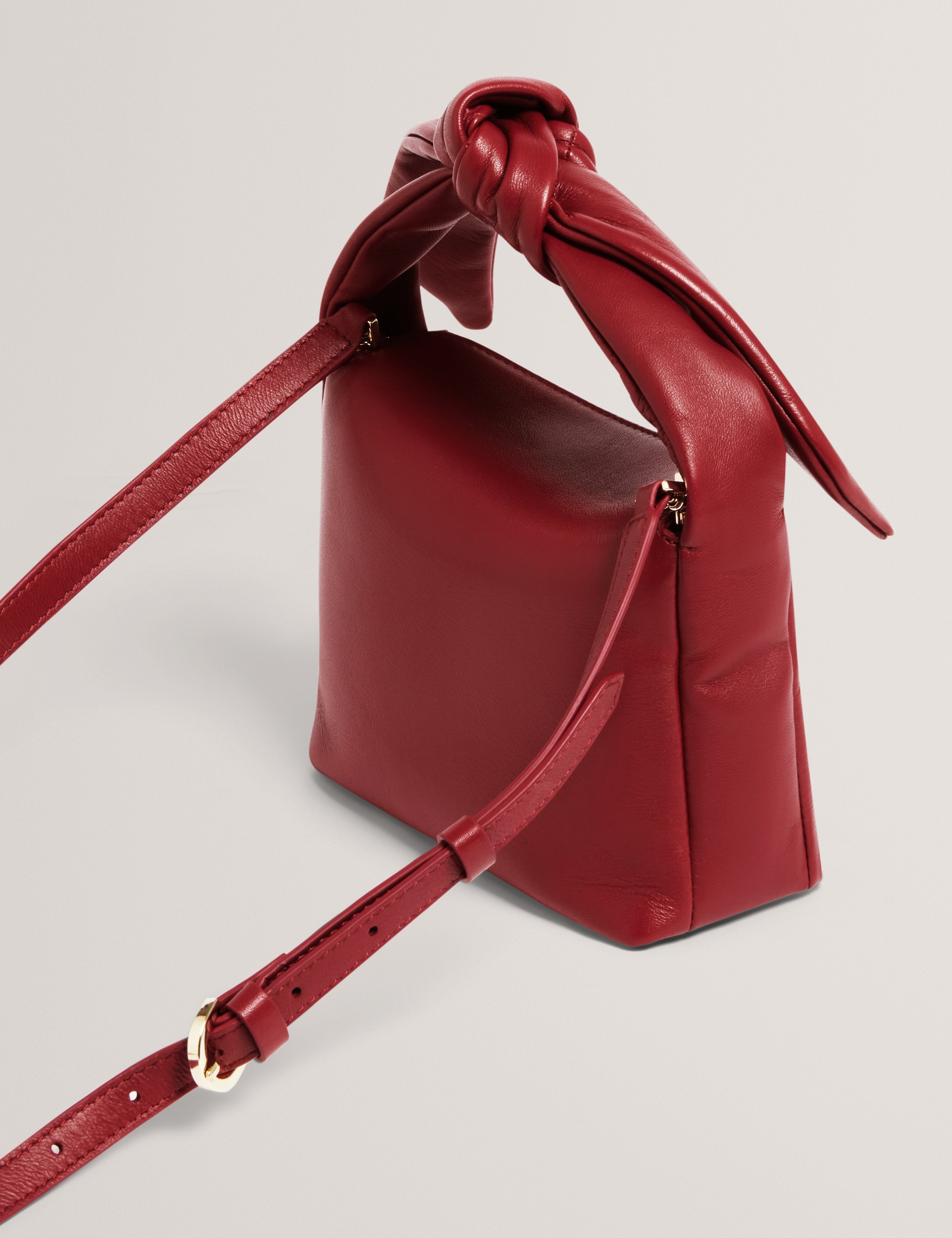 SOFT Niyal Soft Knot Bow Leather Xbody Bag Dk - Red