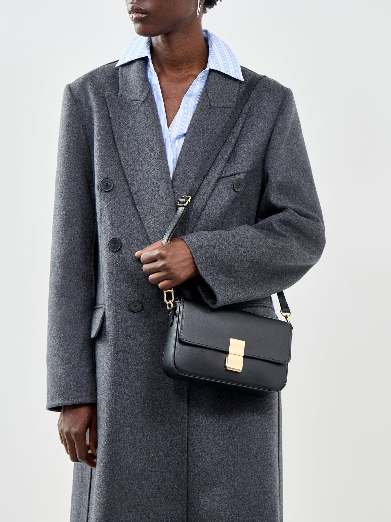 Apatchy London Flora Top Handle Leather Bag Black