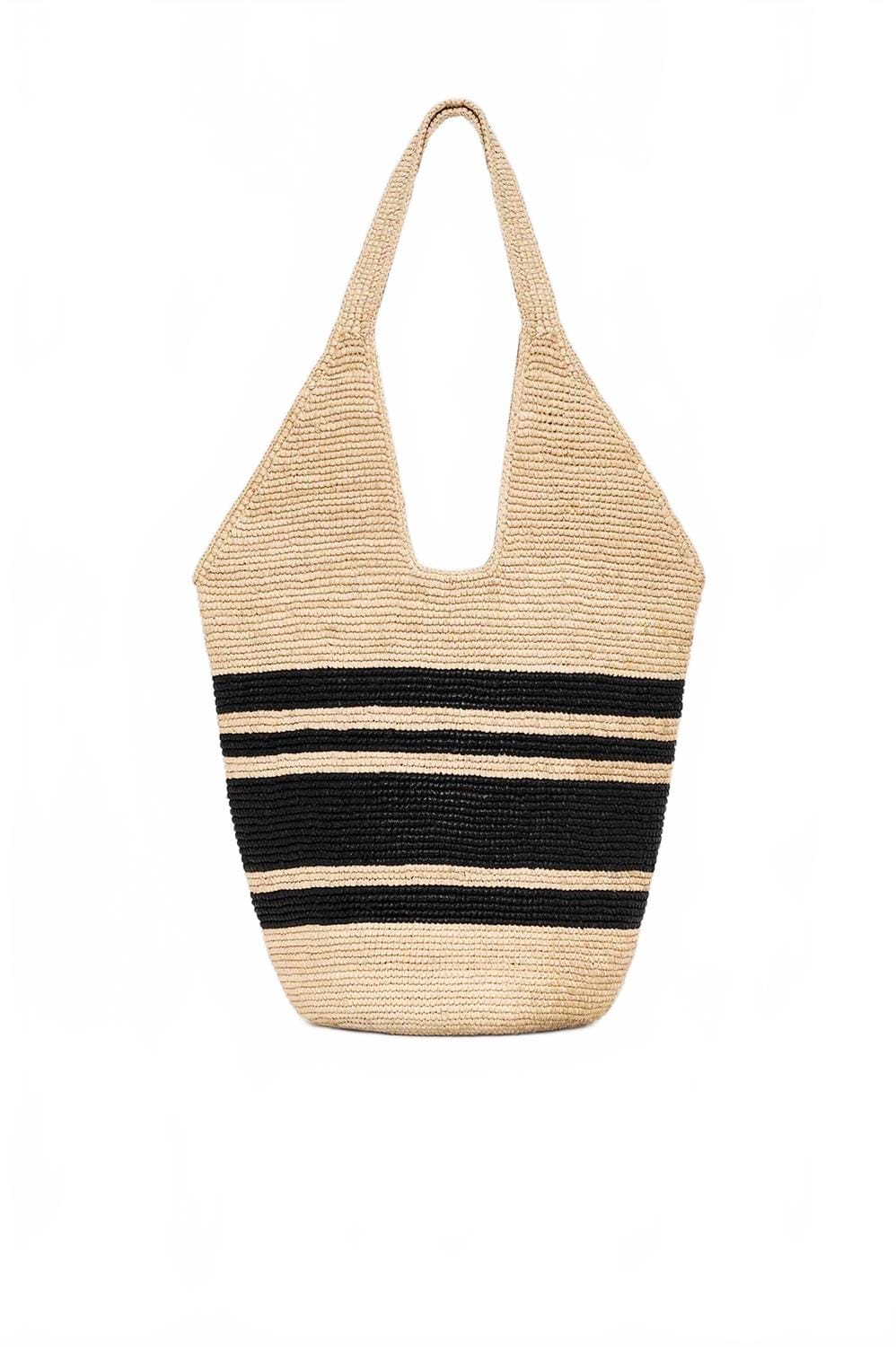 hobo Women's Leah Striped Hobo Raphia Bag In Black And Natural Stripe