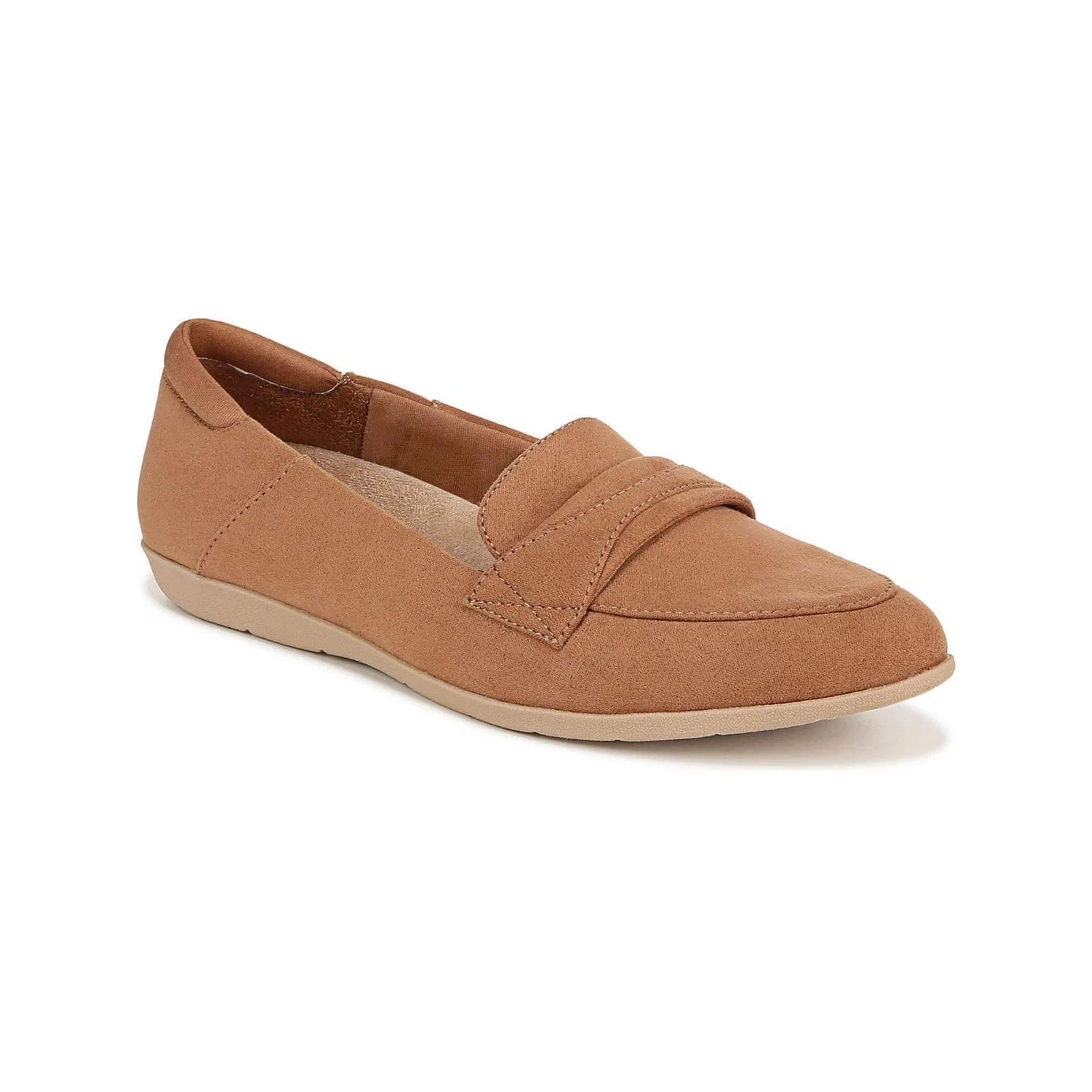 Scholl Dr. Scholl's Emilia Loafer Womens Wide Brown Faux Suede Slip On Shoes HAM697