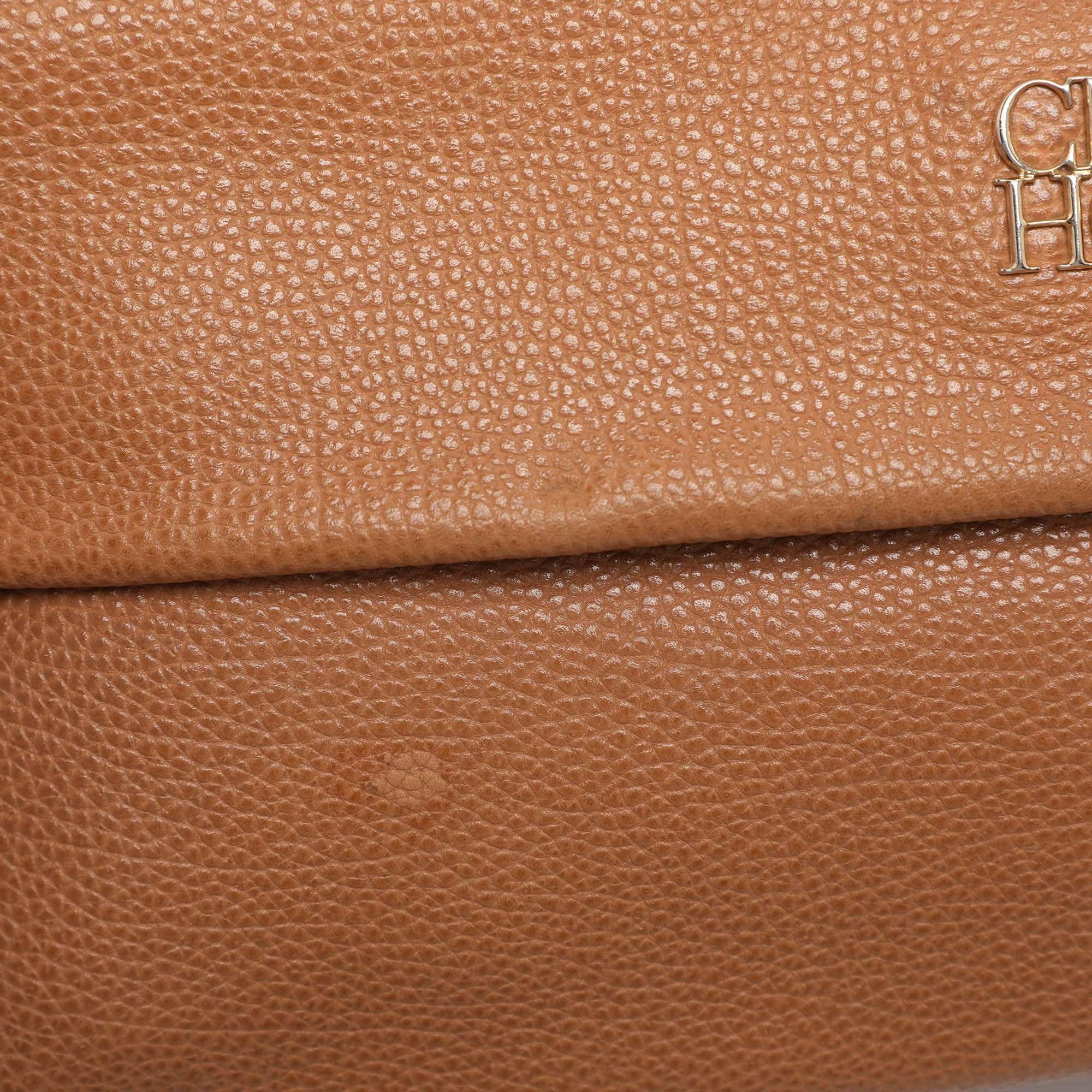 Ch Carolina Herrera Minuetto Brown Leather Top Handle Bags