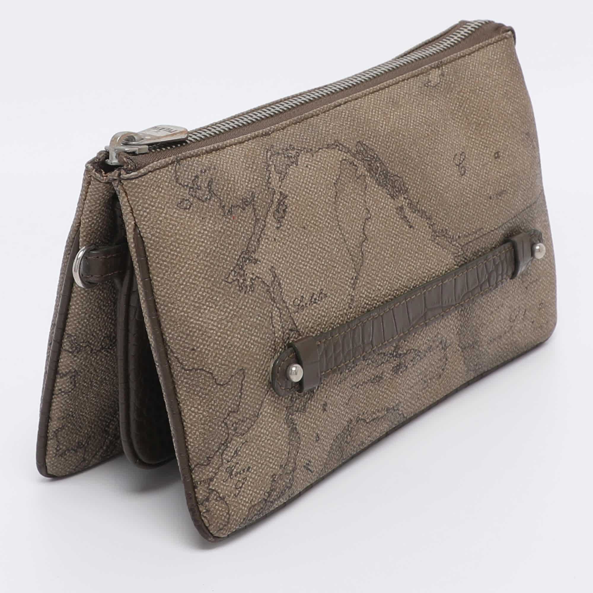 Alviero Martini 1A Classe Beige Coated Canvas Clutches