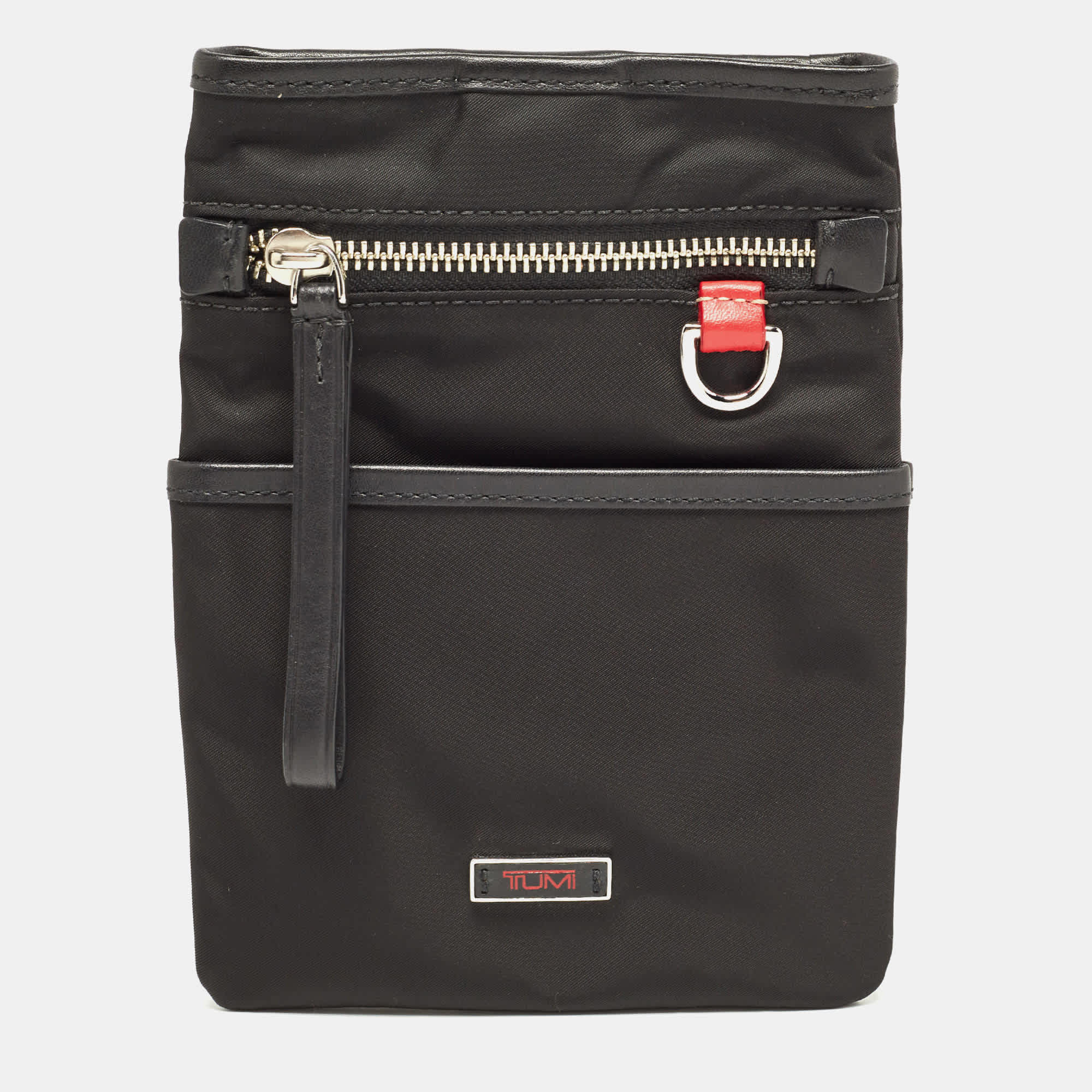 Tumi Black Leather And Nylon Wristlet