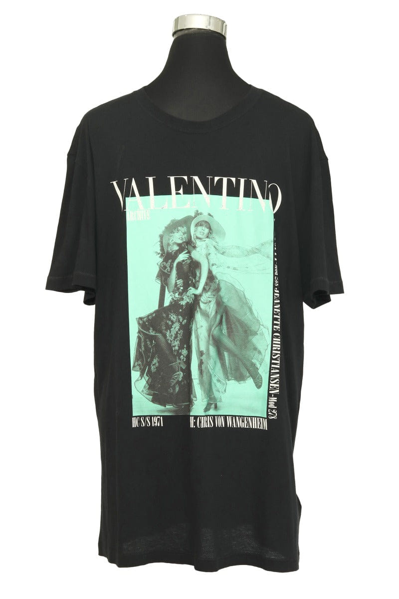 Valentino Garavani Size L Archive 1971 Black Graphic T - Shirt