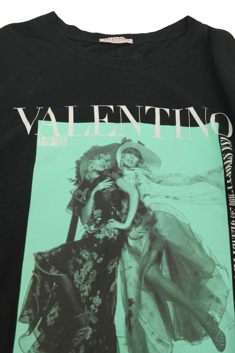 Valentino Garavani Size L Archive 1971 Black Graphic T - Shirt