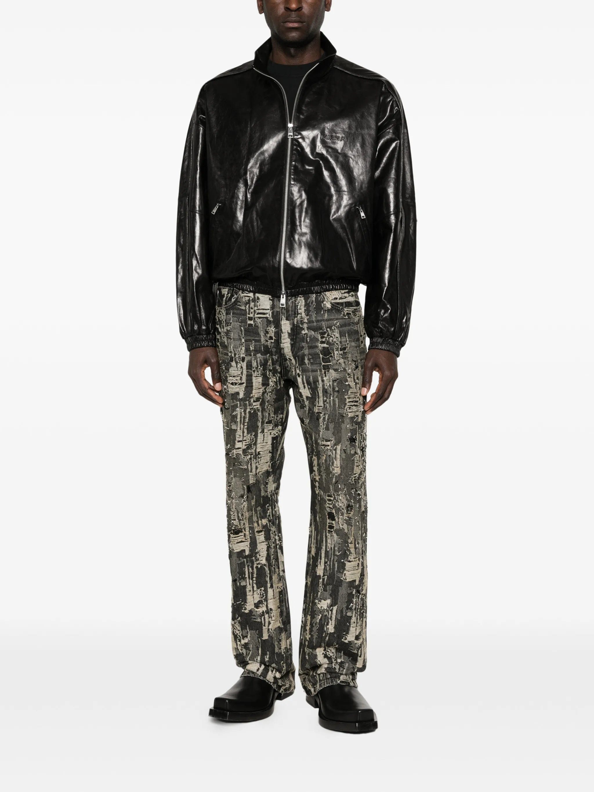 Purple Brand P026 beaded destroyed baggy jeans