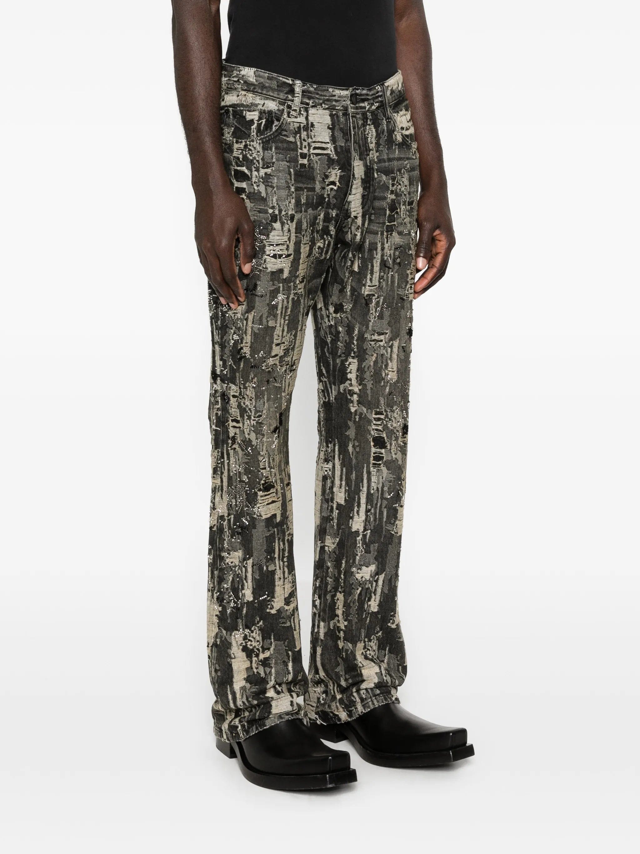 Purple Brand P026 beaded destroyed baggy jeans