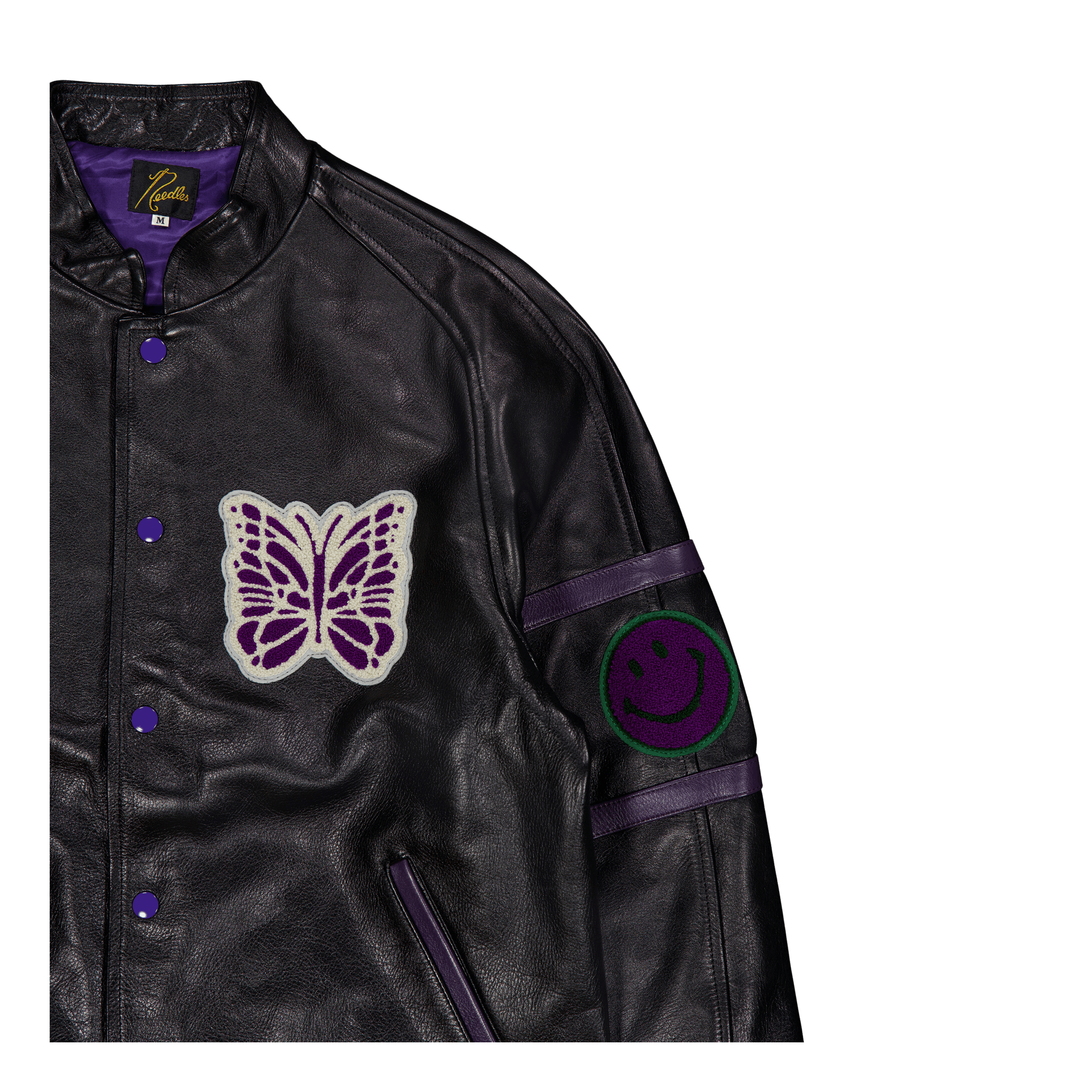Needles Letterman Jacket - Cow Black