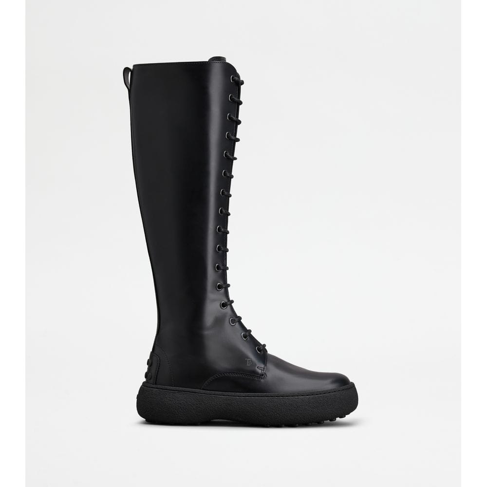 Tod's Tods W. G. Lace - Up Boots In Leather Black Womens