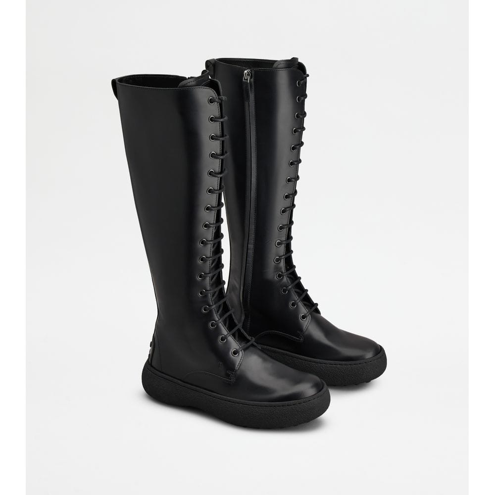Tod's Tods W. G. Lace - Up Boots In Leather Black Womens