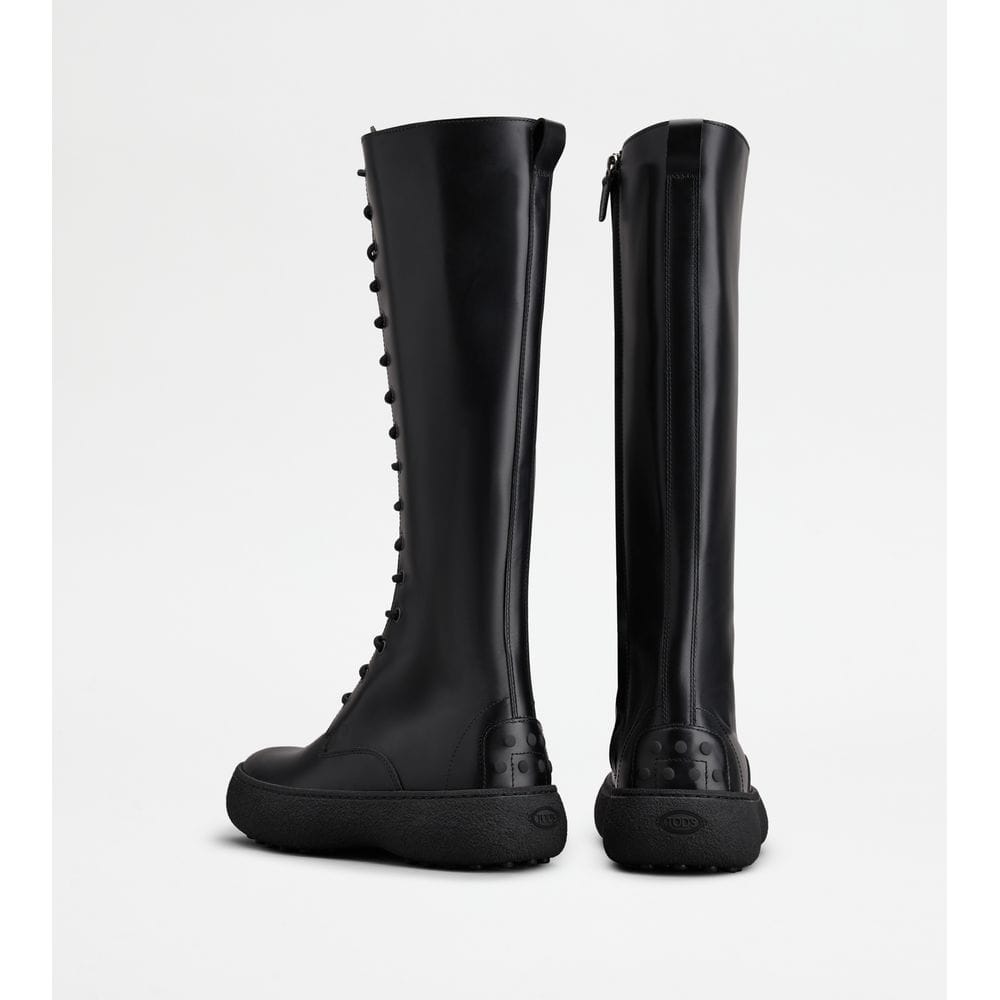 Tod's Tods W. G. Lace - Up Boots In Leather Black Womens