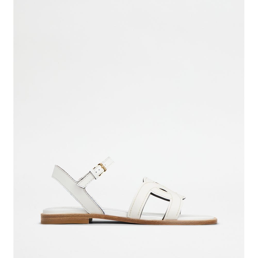 Tod's Tods Kate Sandals In Leather White Womens