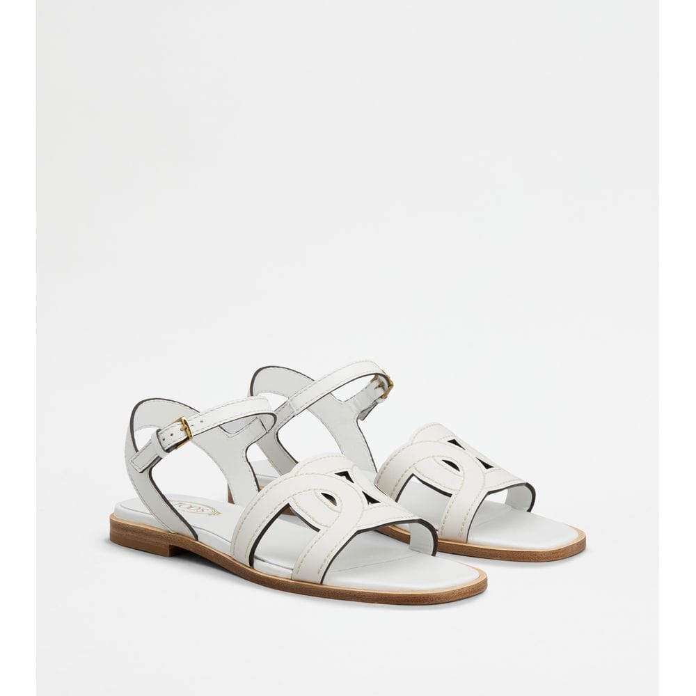Tod's Tods Kate Sandals In Leather White Womens